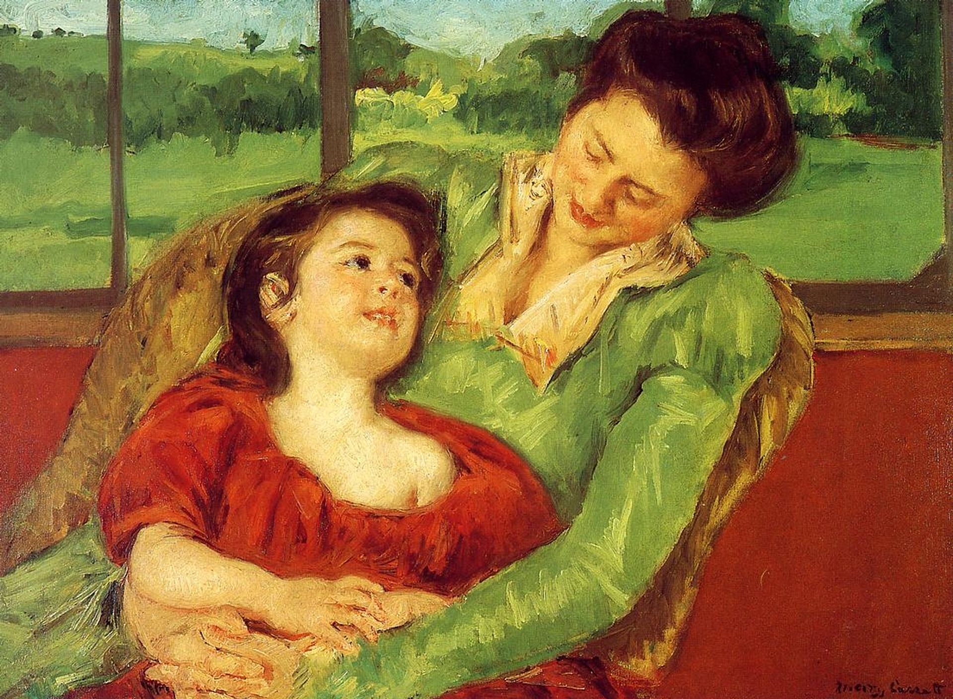 Reine Lefebre and Margot before a Window by Mary Cassatt