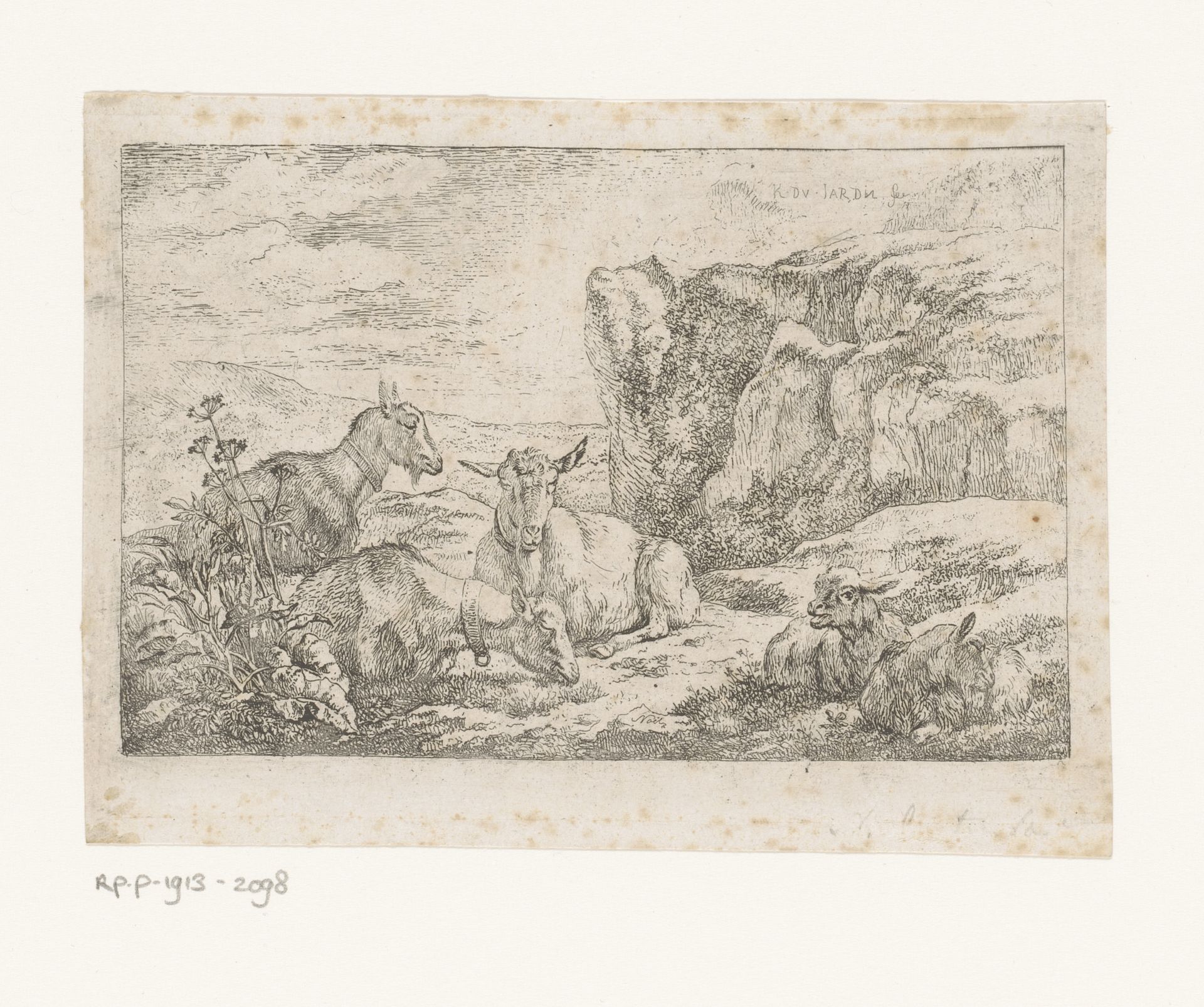 Landschap met geiten en lammeren by Peter Paul Joseph Noël