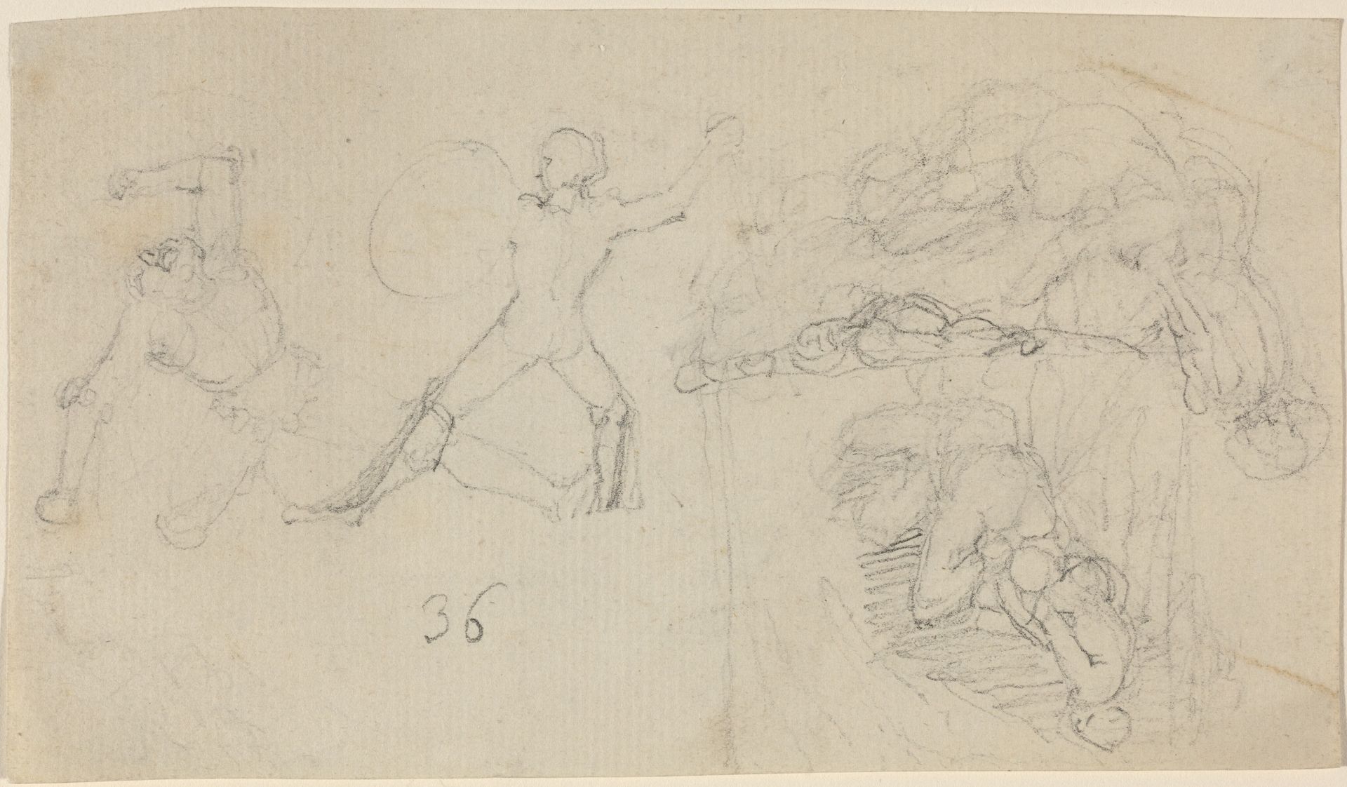 Sheet of Sketches, including Two Warriors Fighting by John Flaxman