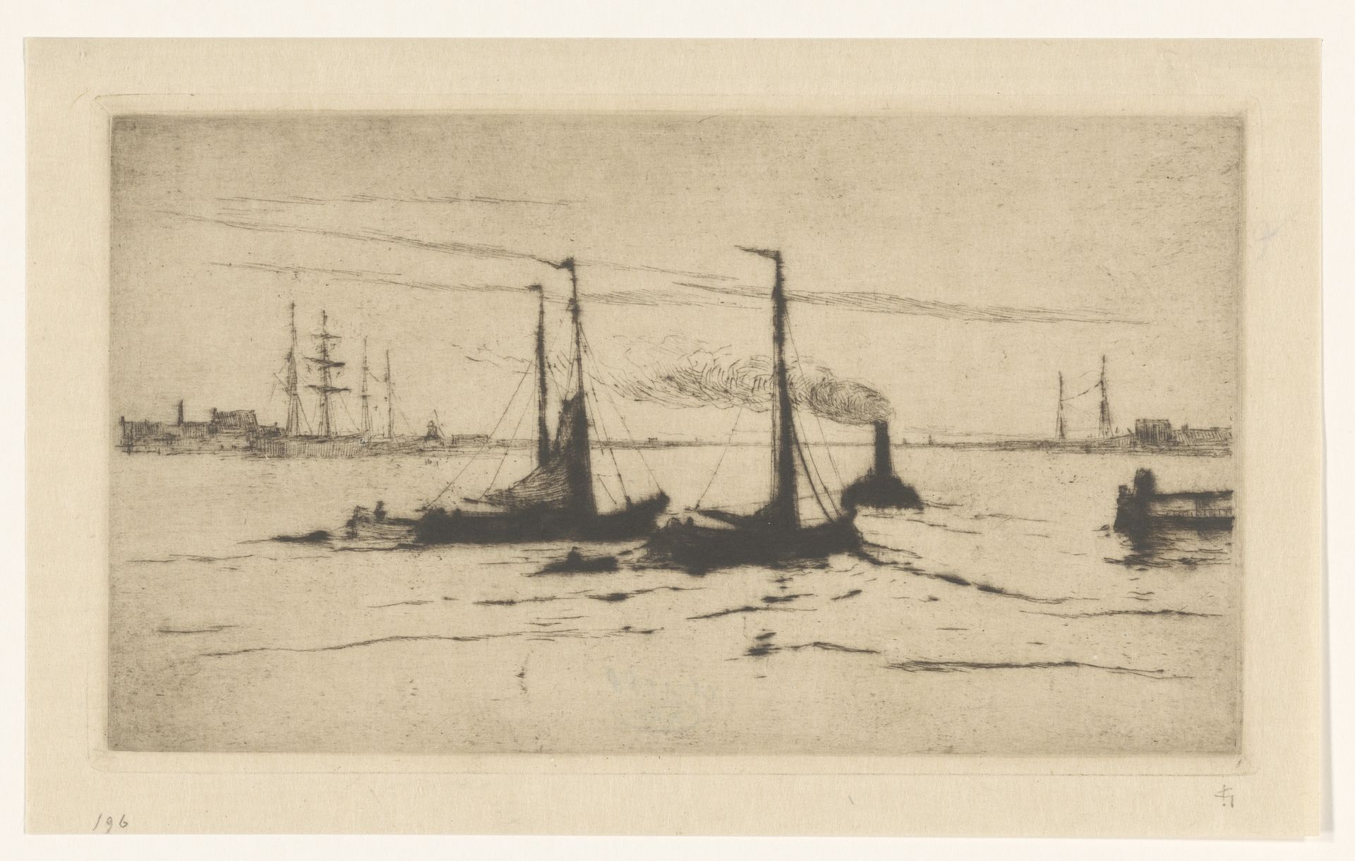 Sleepboot op de Maas by Carel Nicolaas Storm van 's-Gravesande