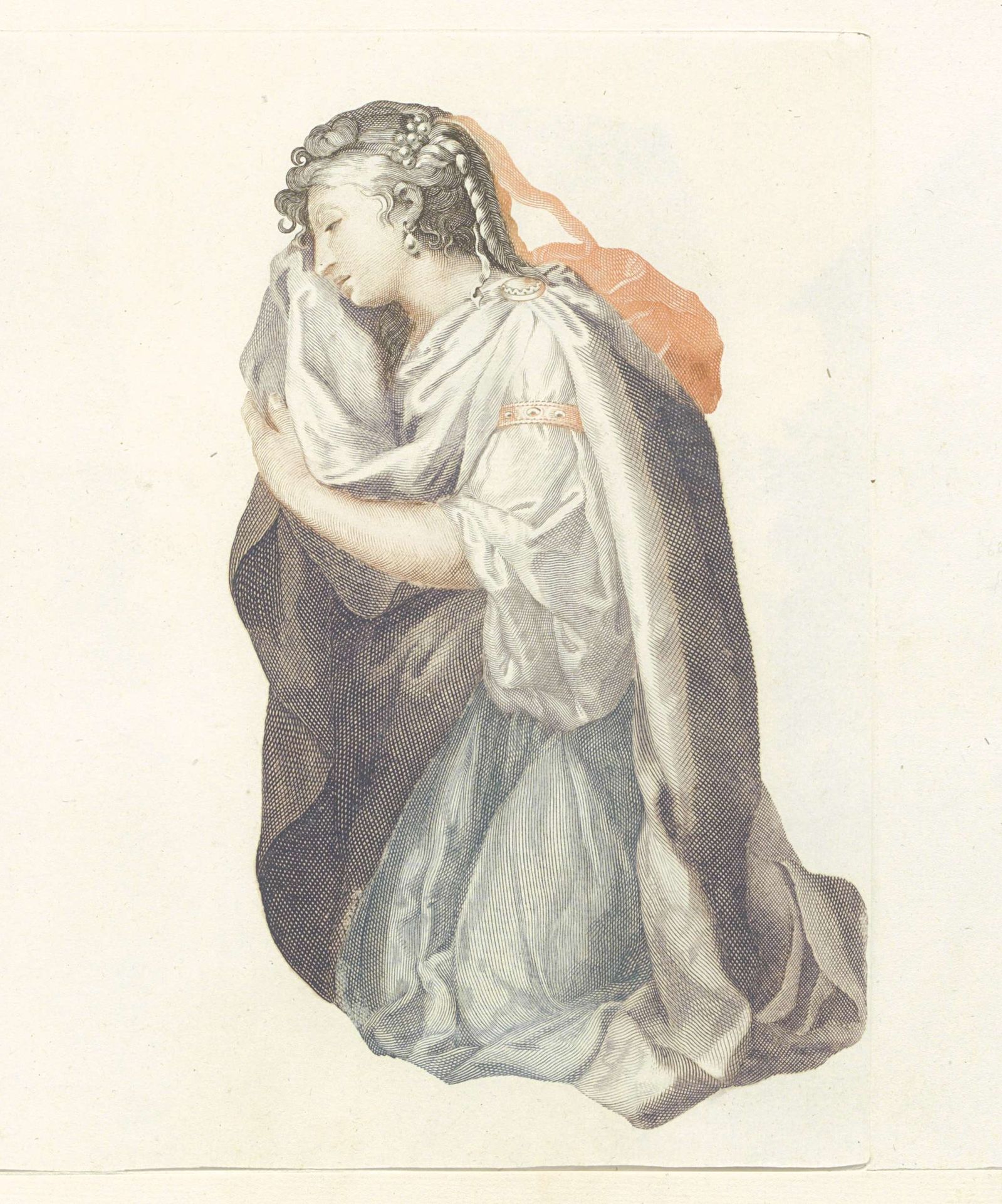 Treurende geknielde vrouw by Anonymous