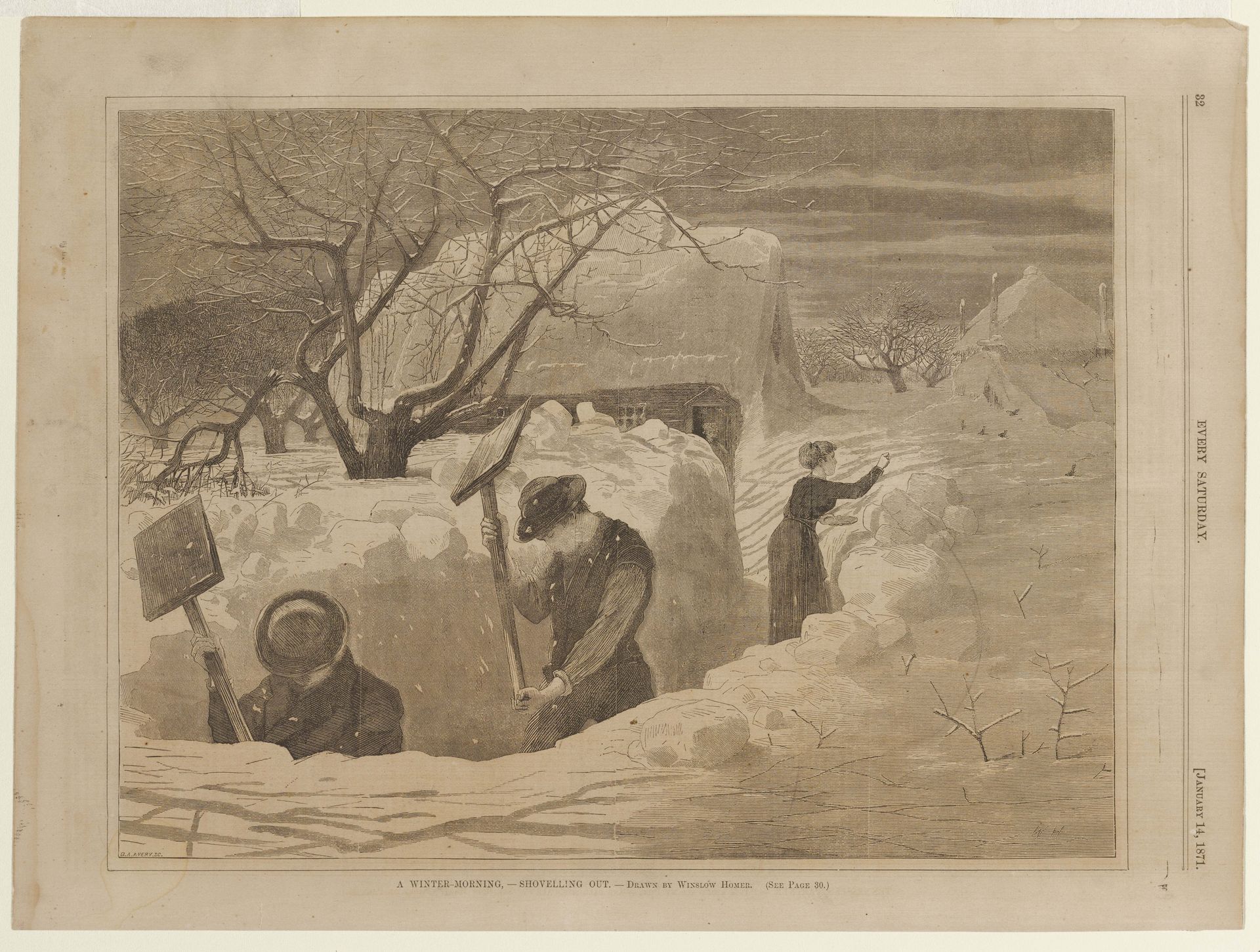 A Winter Morning Shoveling Out by Winslow Homer