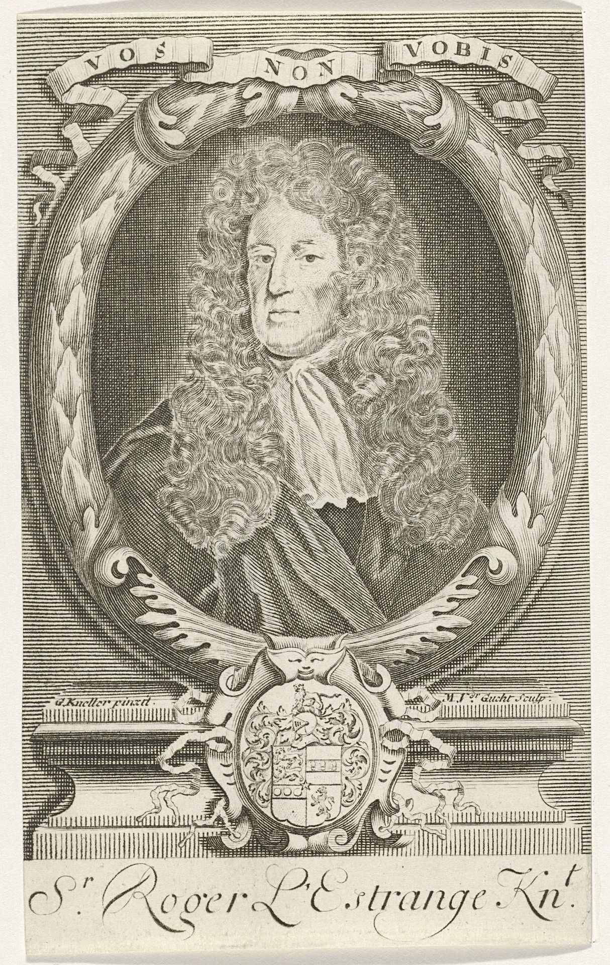Portret van Sir Roger L'Estrange by Michiel van der Gucht