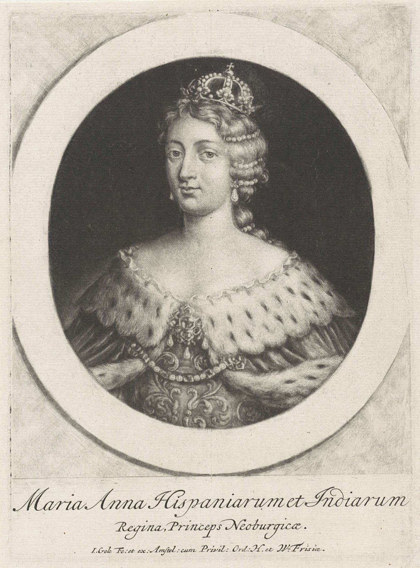 Portret van koningin Maria Anna van Spanje by Jacob Gole