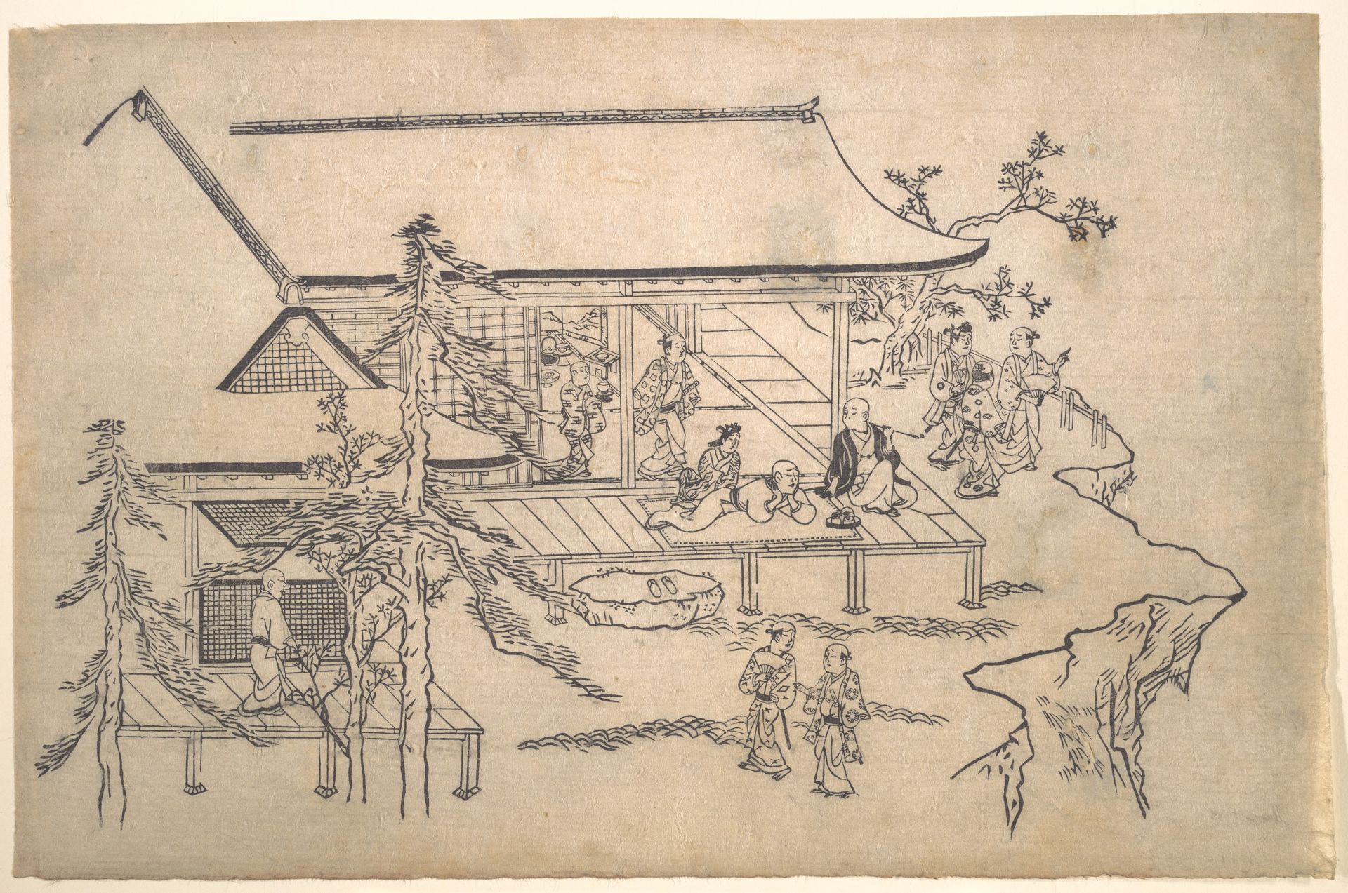 Flower-Viewing Scene by Hishikawa Moronobu 菱川師宣