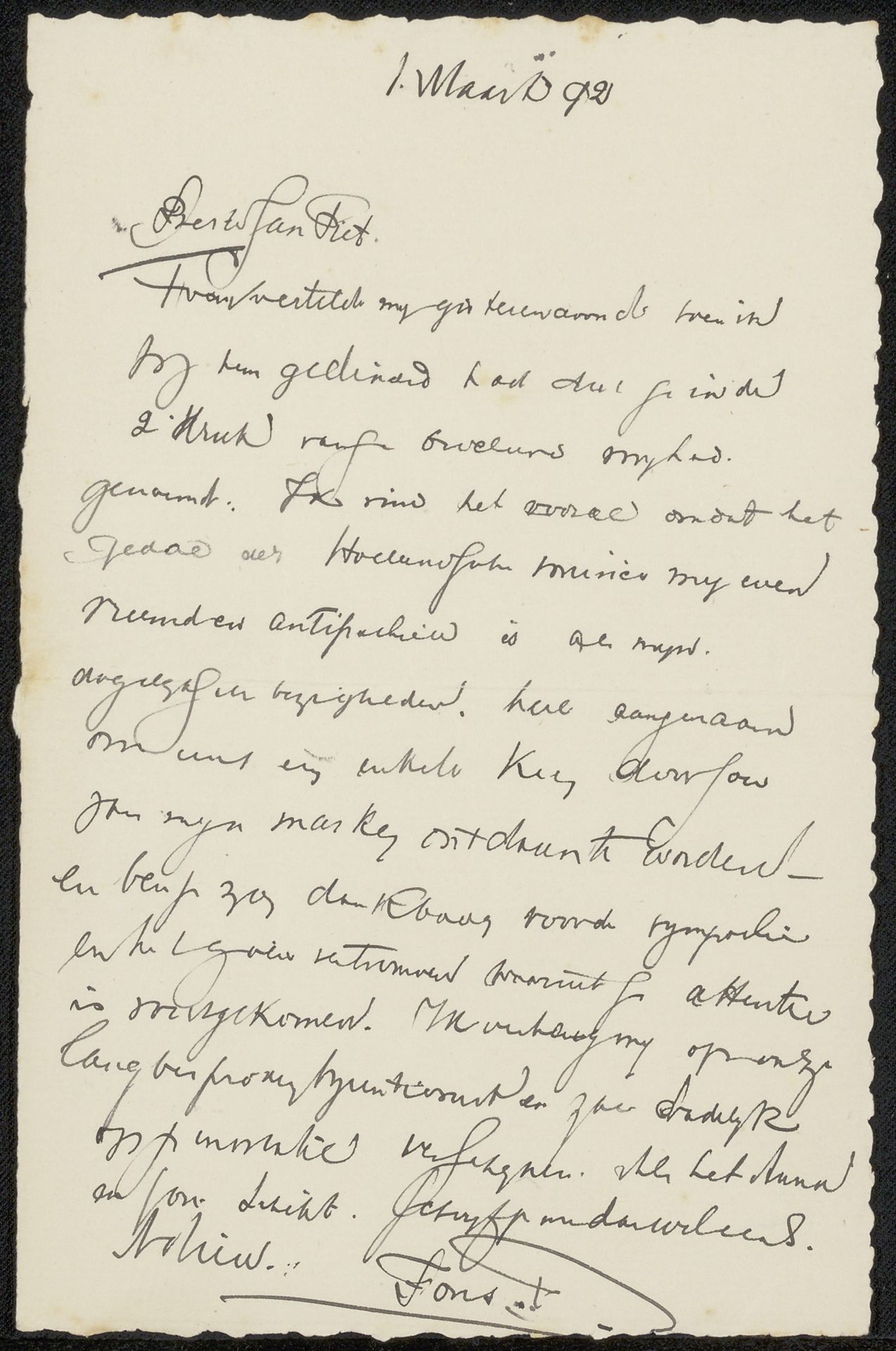 Brief aan Jan Veth by Alphons Diepenbrock