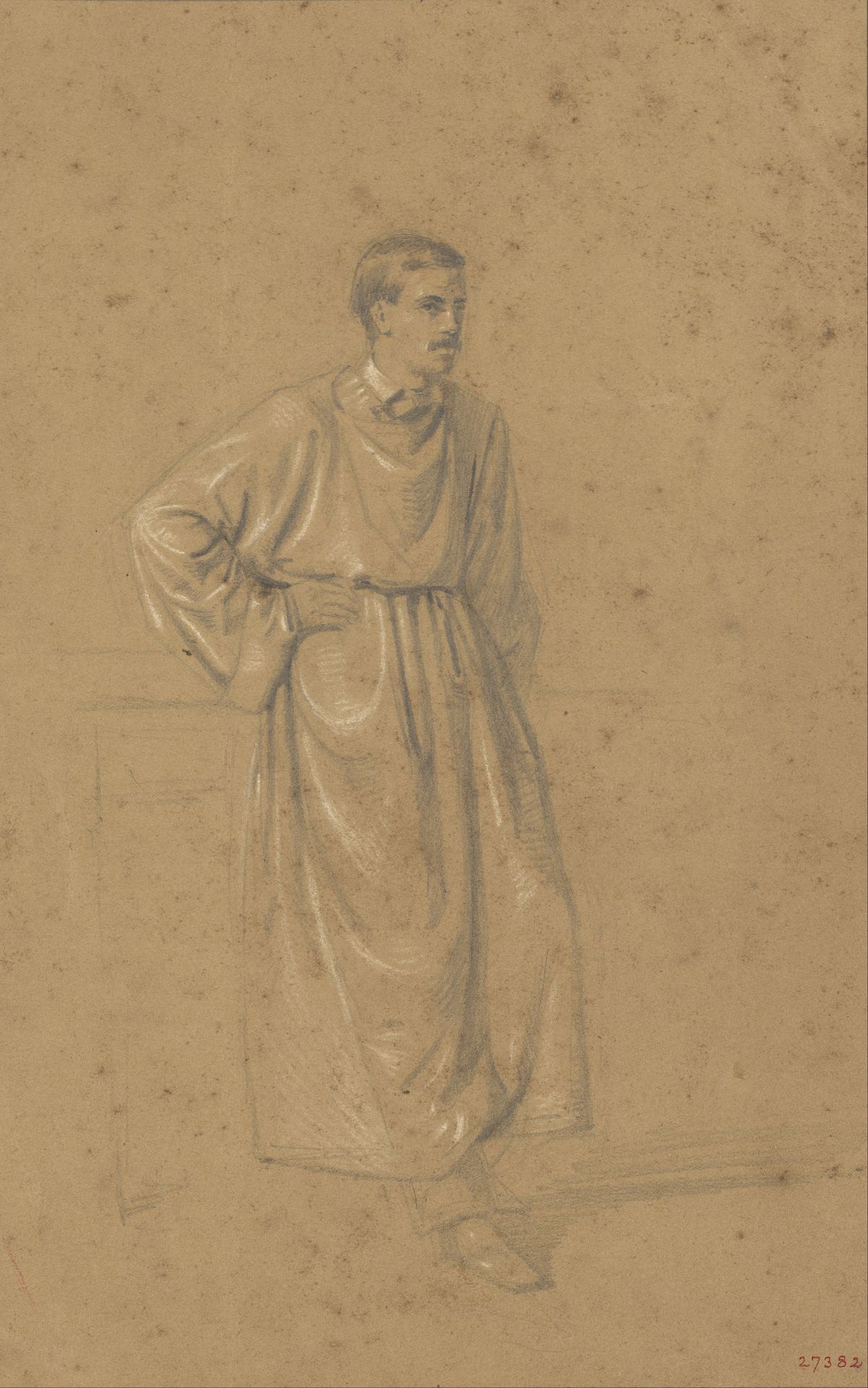 Academic study of a male figure by Mariano Fortuny Marsal