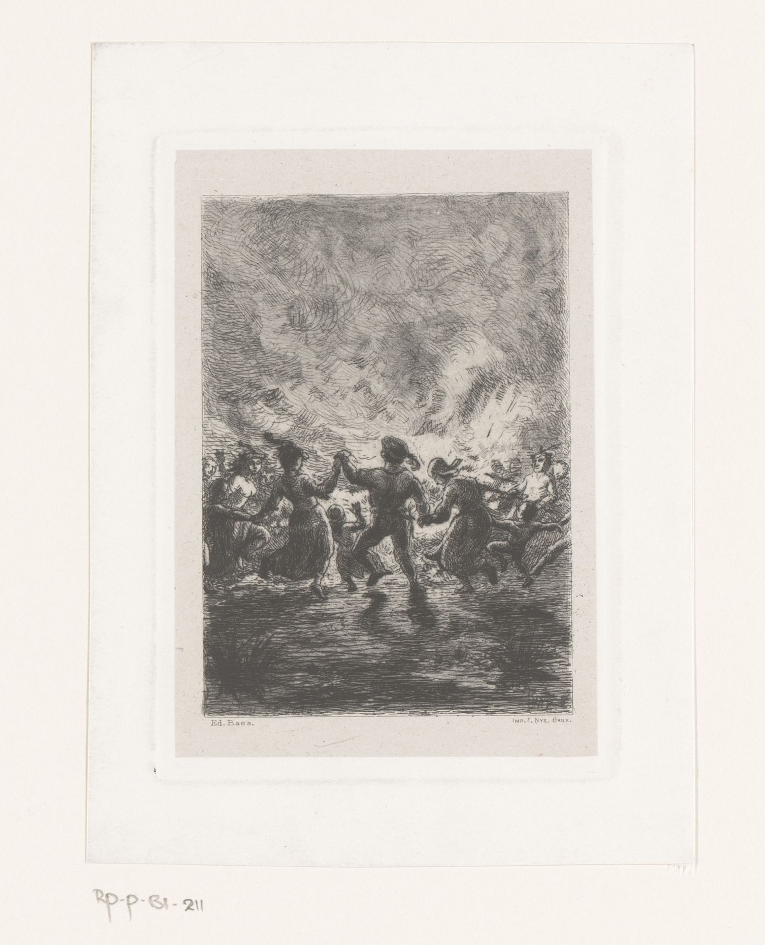 Rondedans om een vreugdevuur by Edgar Alfred Baes
