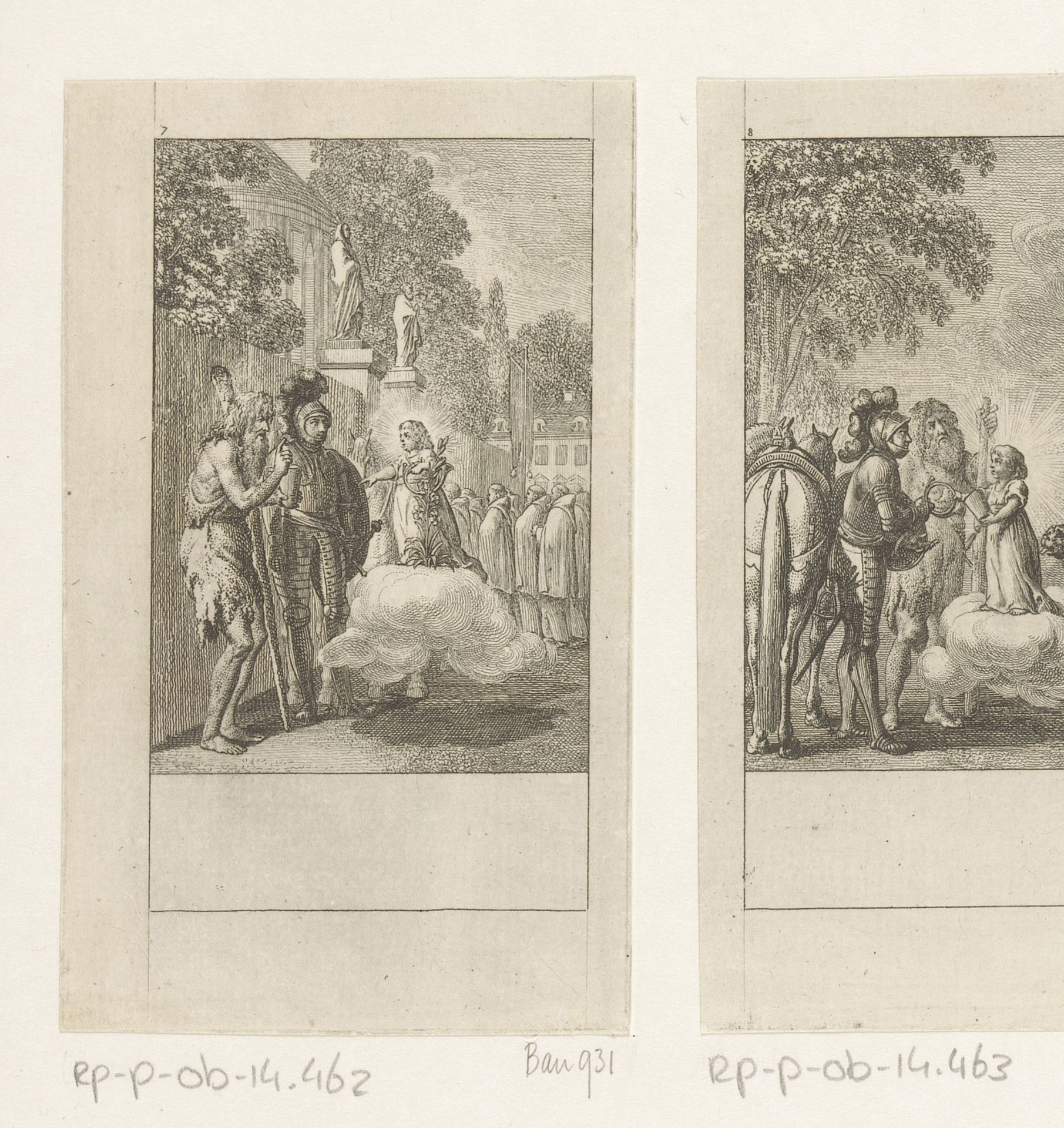Huon de Bordeaux en Gérasme in gesprek met de feeënkoning Oberon by Daniel Nikolaus Chodowiecki