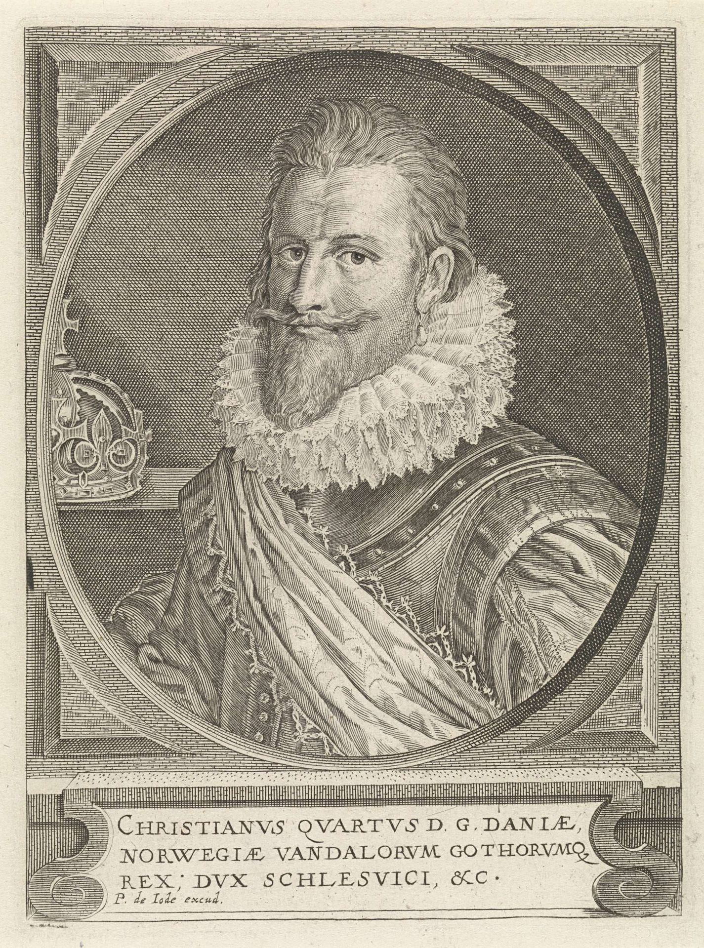 Portret van Christiaan IV, koning van Denemarken by Pieter de (II) Jode