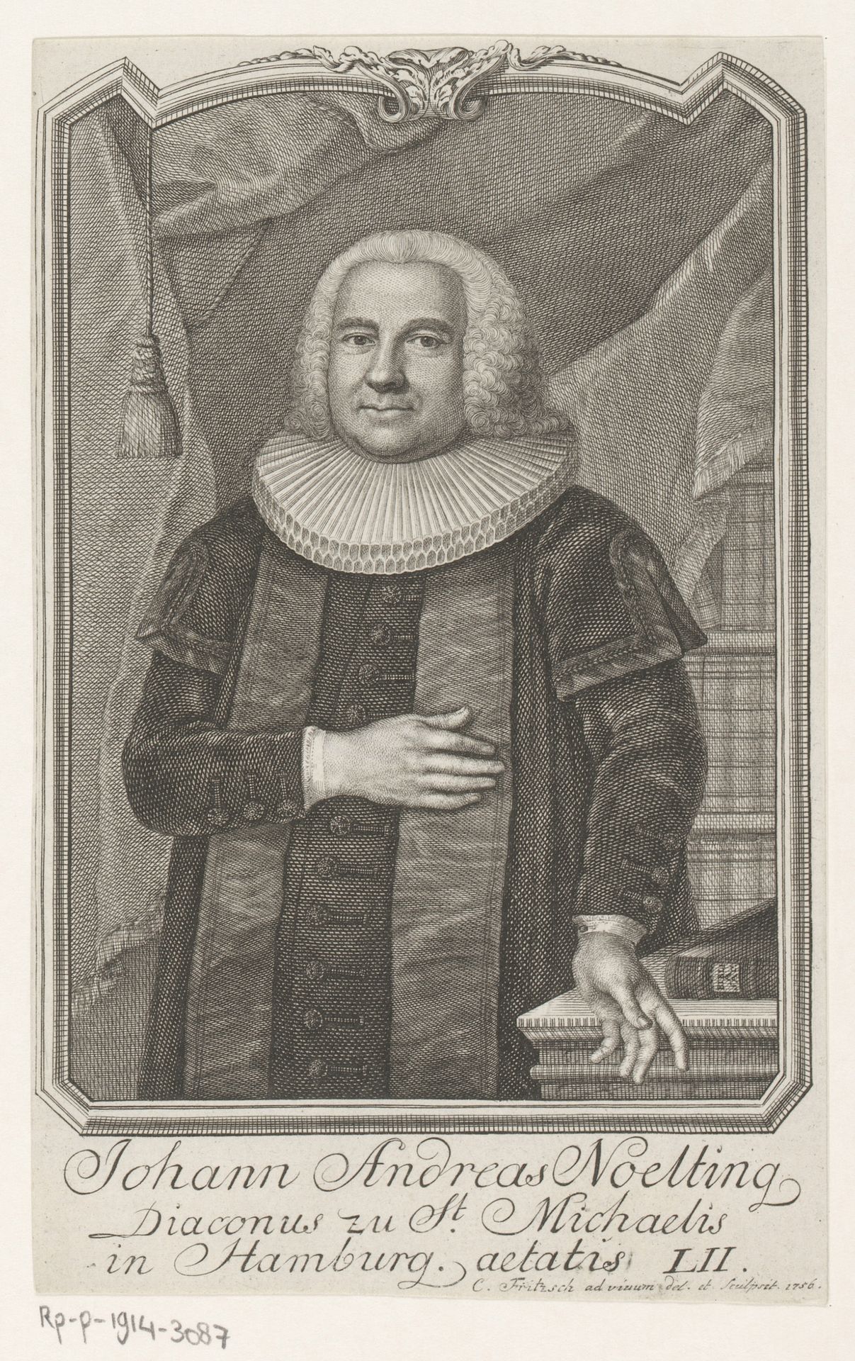 Portret van Johann Andreas Nölting op 52-jarige leeftijd by Christian Fritzsch