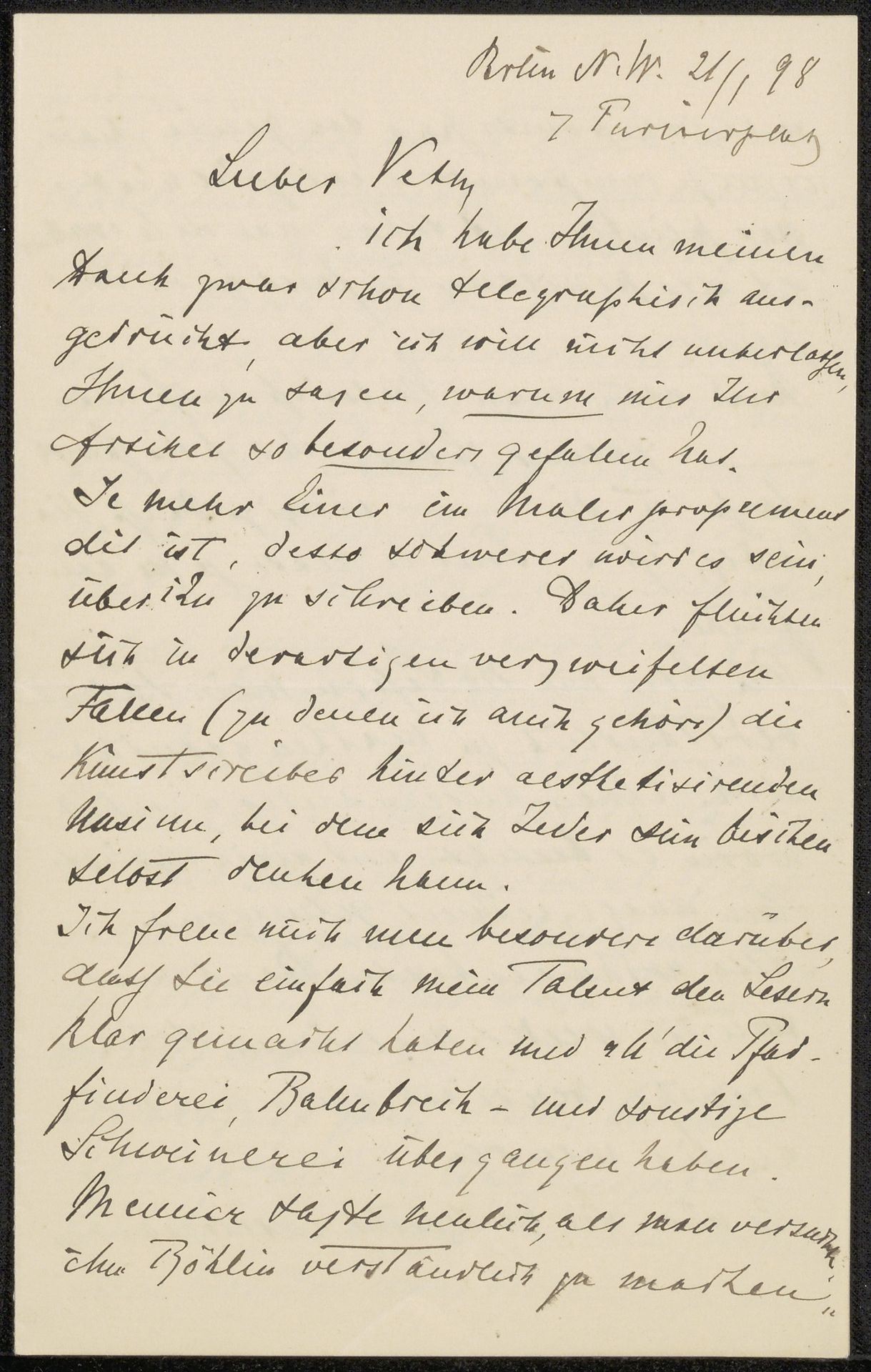 Brief aan Jan Veth by Max Liebermann
