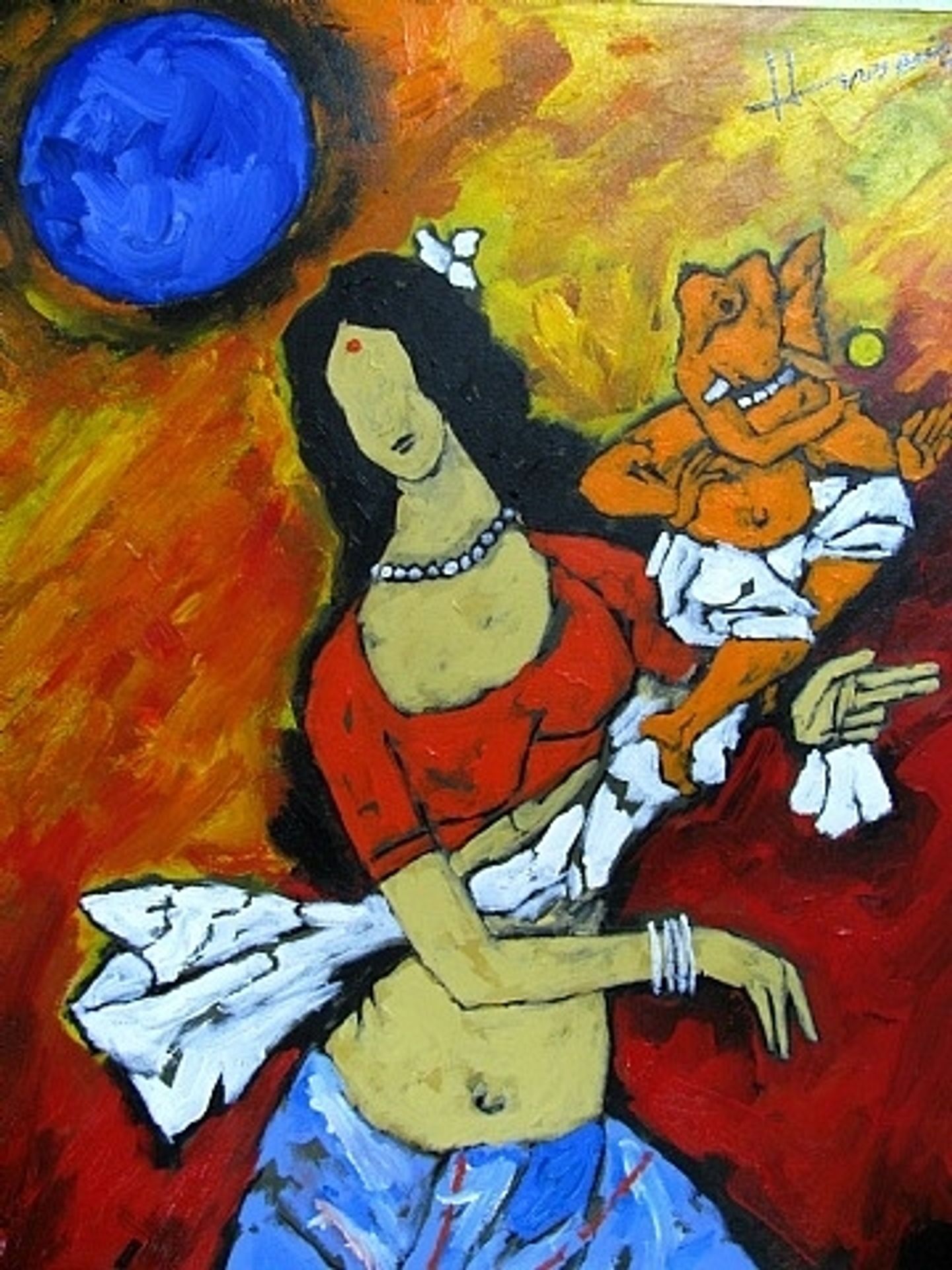 Lord Ganesha and Mata Parvati by M.F. Husain