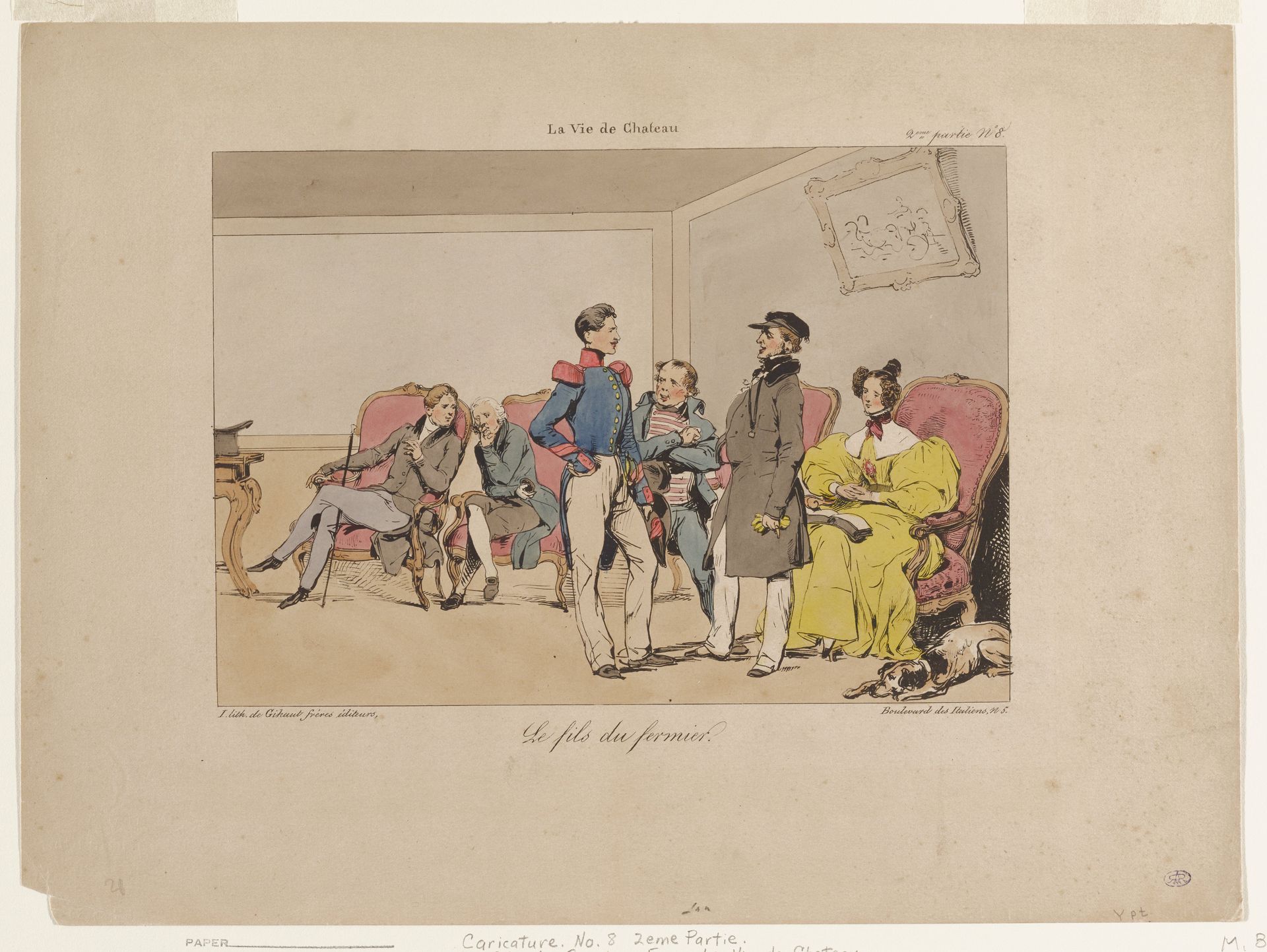 Caricature. No. 8. 2eme Partie. Le fils du fermier. by Eugène-Louis Lami