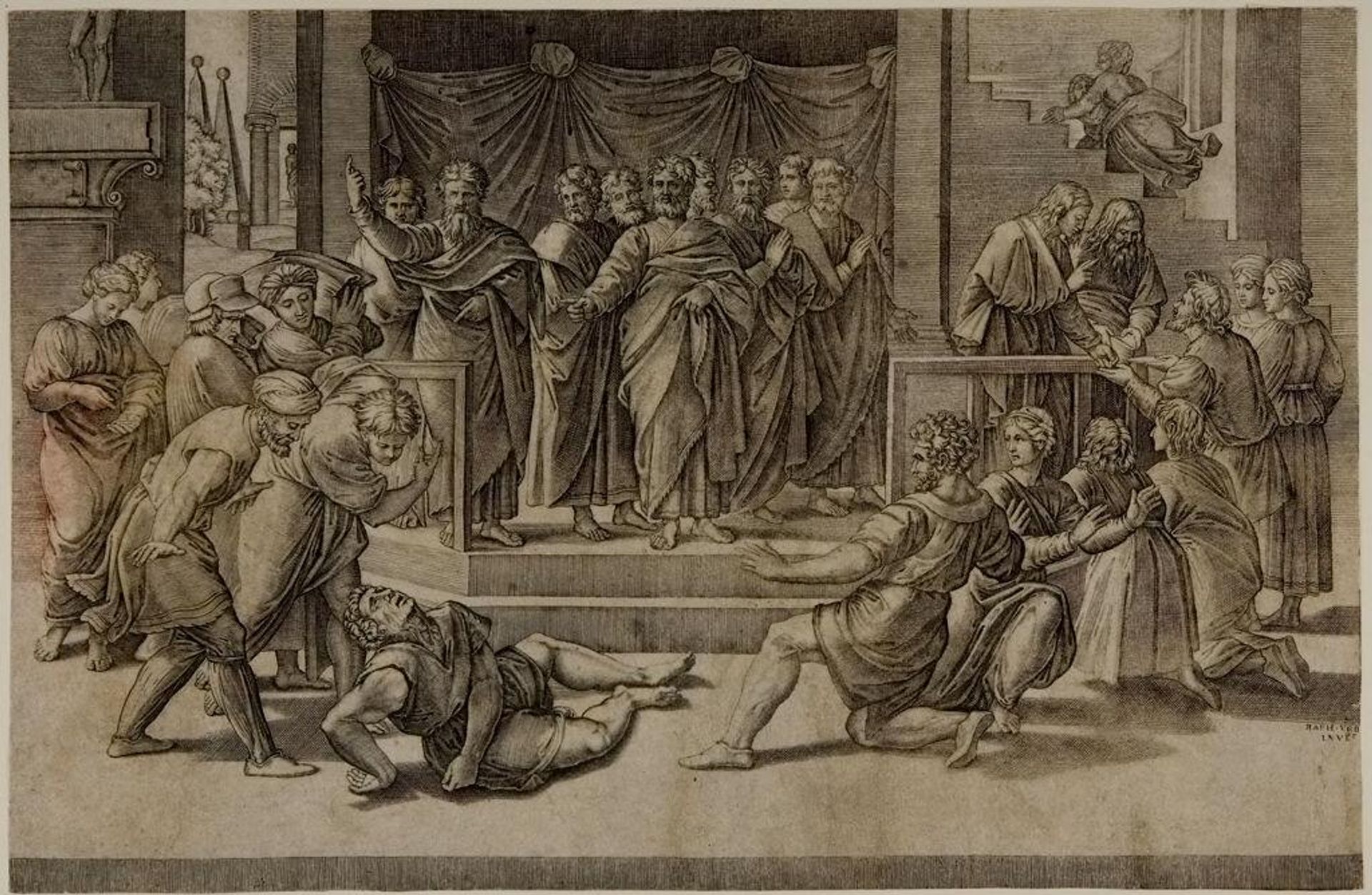 Death of Ananias by Agostino Veneziano
