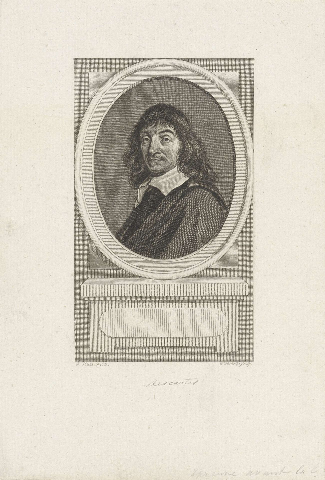 Portret van de Franse filosoof René Descartes by Reinier Vinkeles