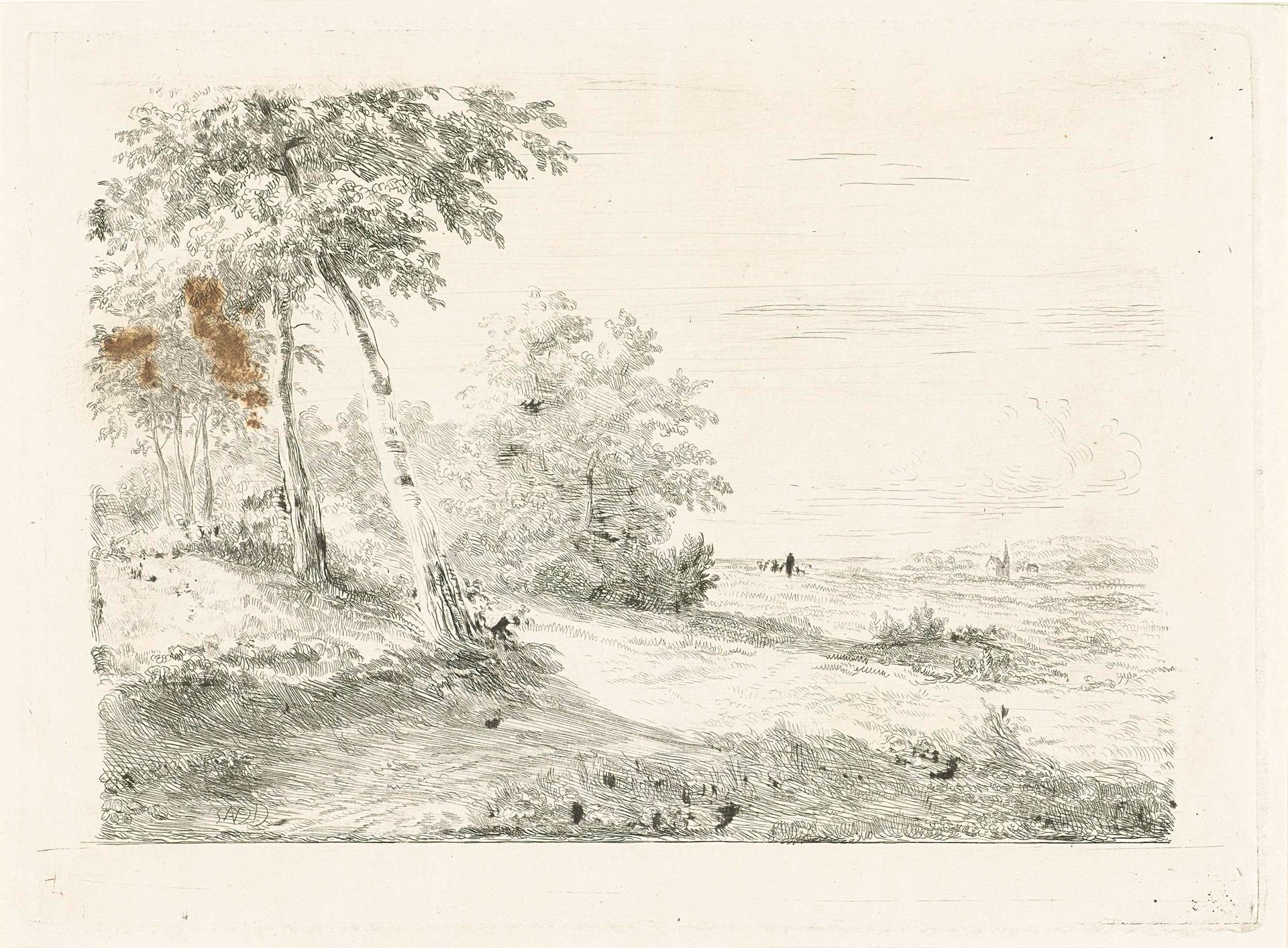 Landschap met een schaapherder by Johannes Adrianus van der Drift