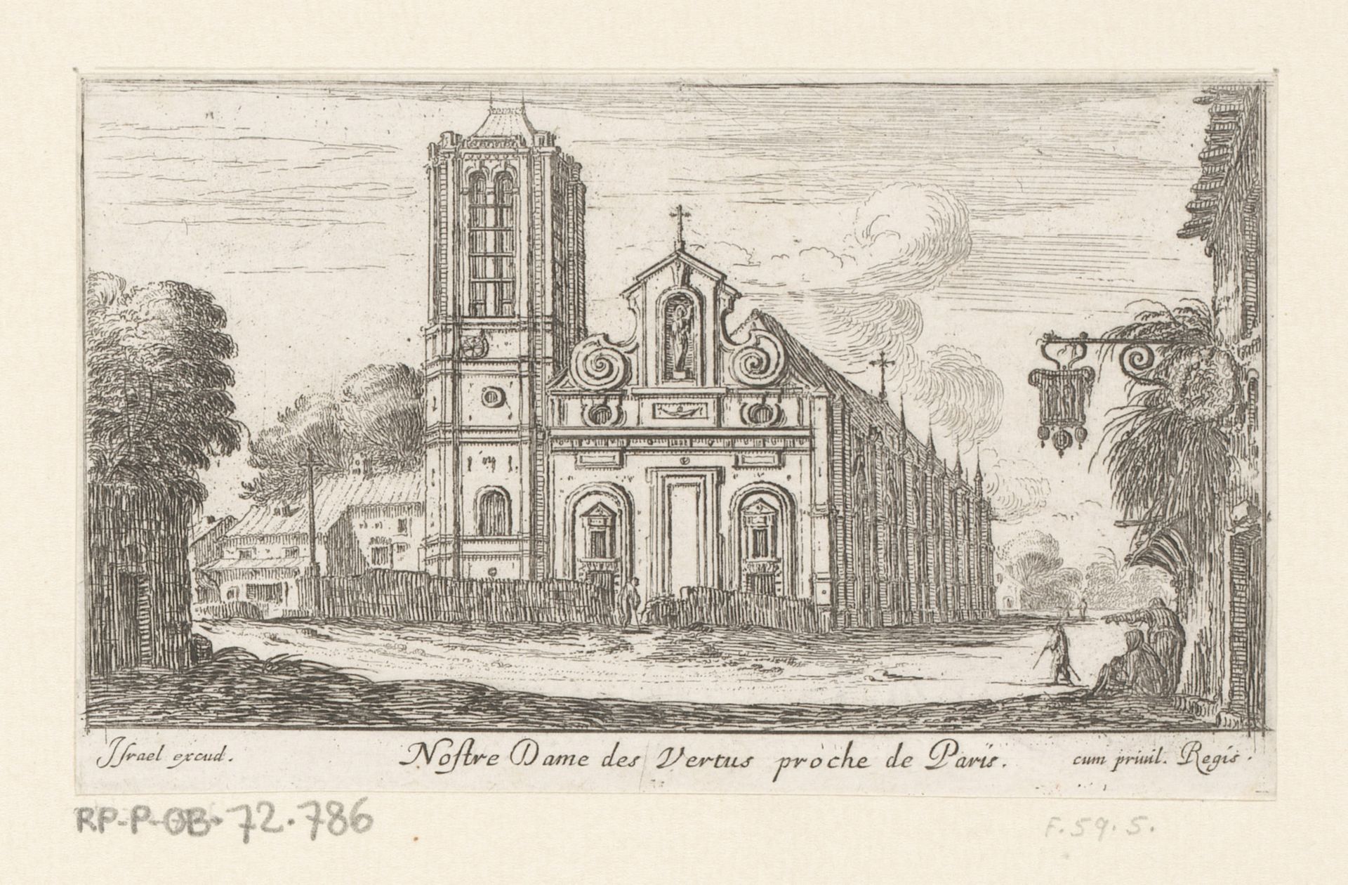 Gezicht op de Notre-Dame-des-Vertus by Israel Silvestre
