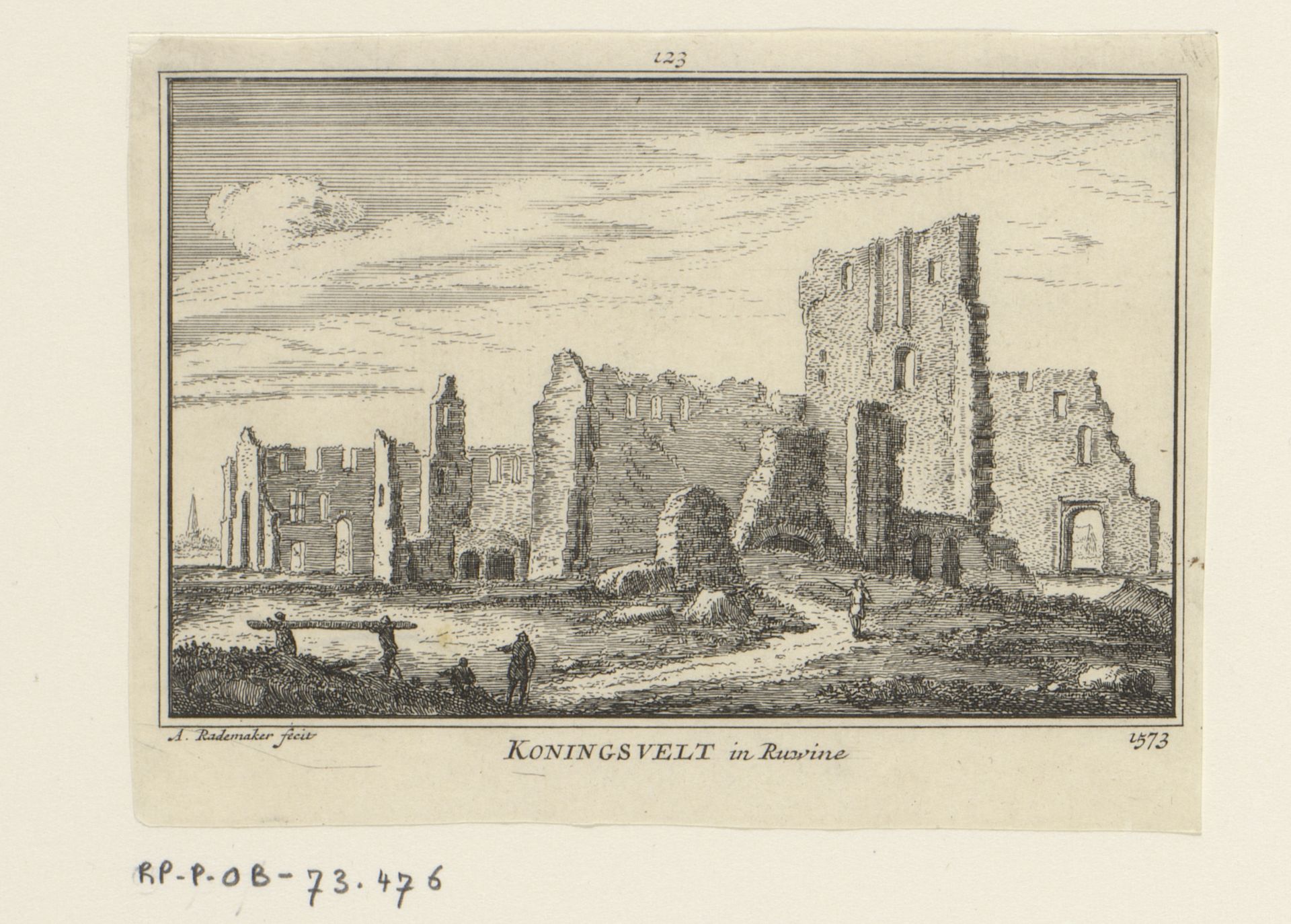 Gezicht op de ruïne van het klooster Koningsveld, 1573 by Abraham Rademaker