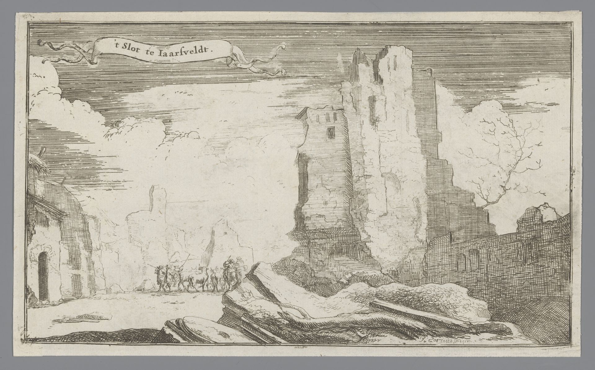 Gezicht op de ruïne van kasteel Jaarsveld by Isaac Sorious