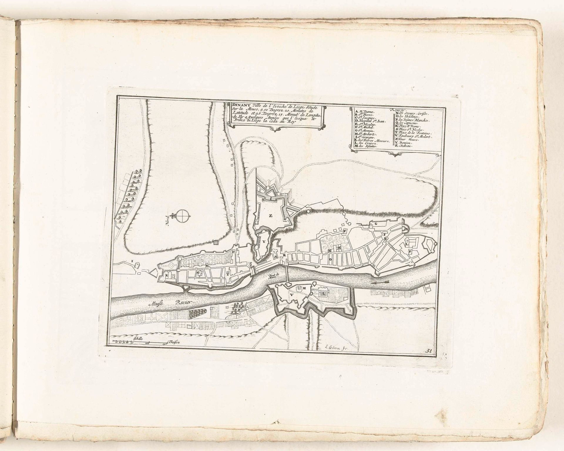 Plattegrond van Dinant, ca. 1702 by Laurens Scherm