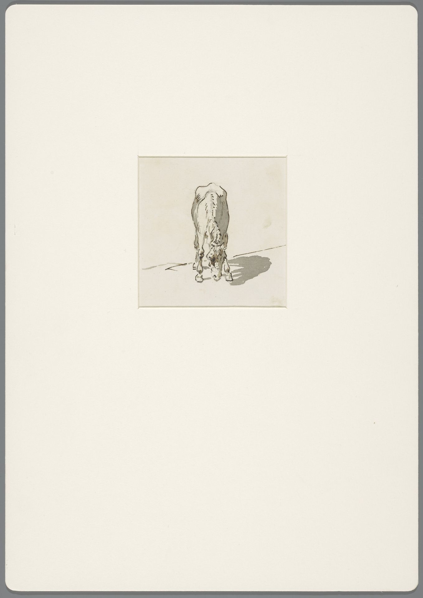 Grazend paard van voren by David Alphonse de Sandoz-Rollin