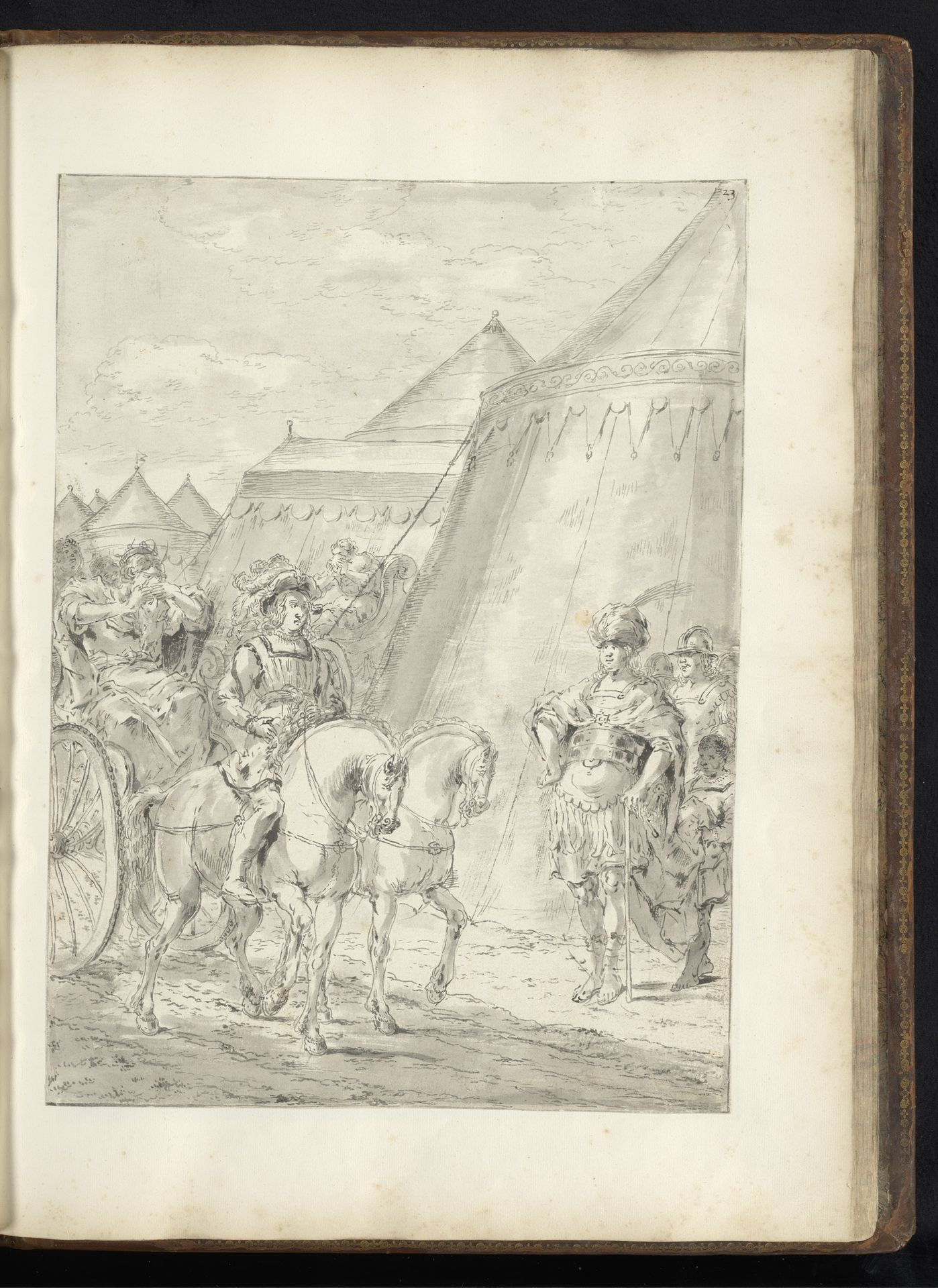 Stateira en haar dochter worden naar Alexander de Grote gebracht by Leonaert Bramer