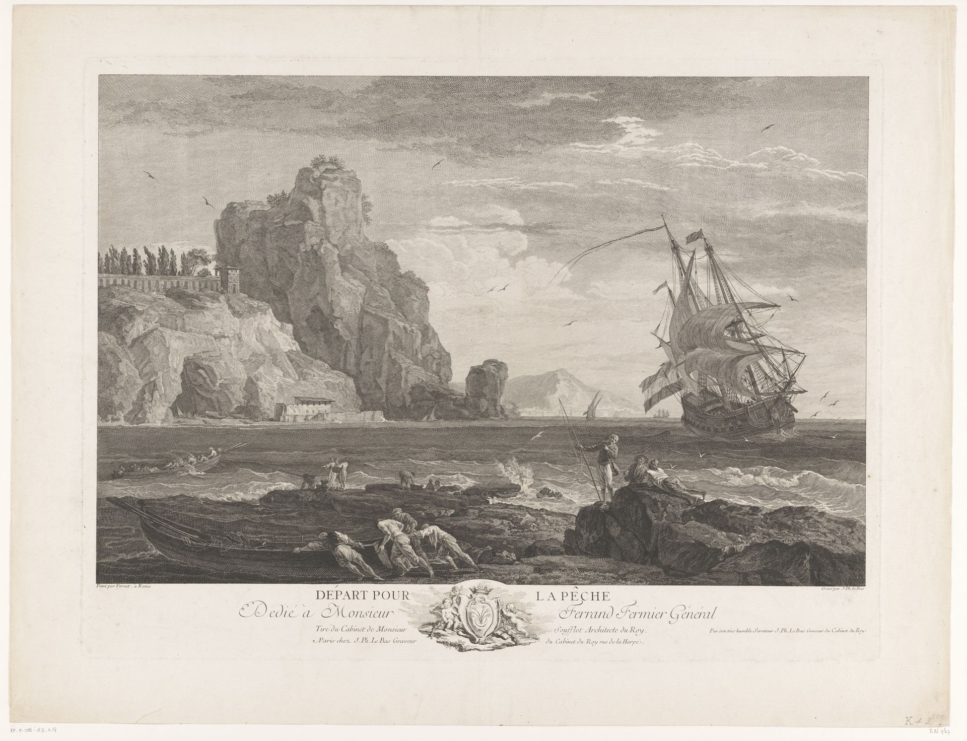 Kustlandschap met vissers by Jacques Philippe Le Bas