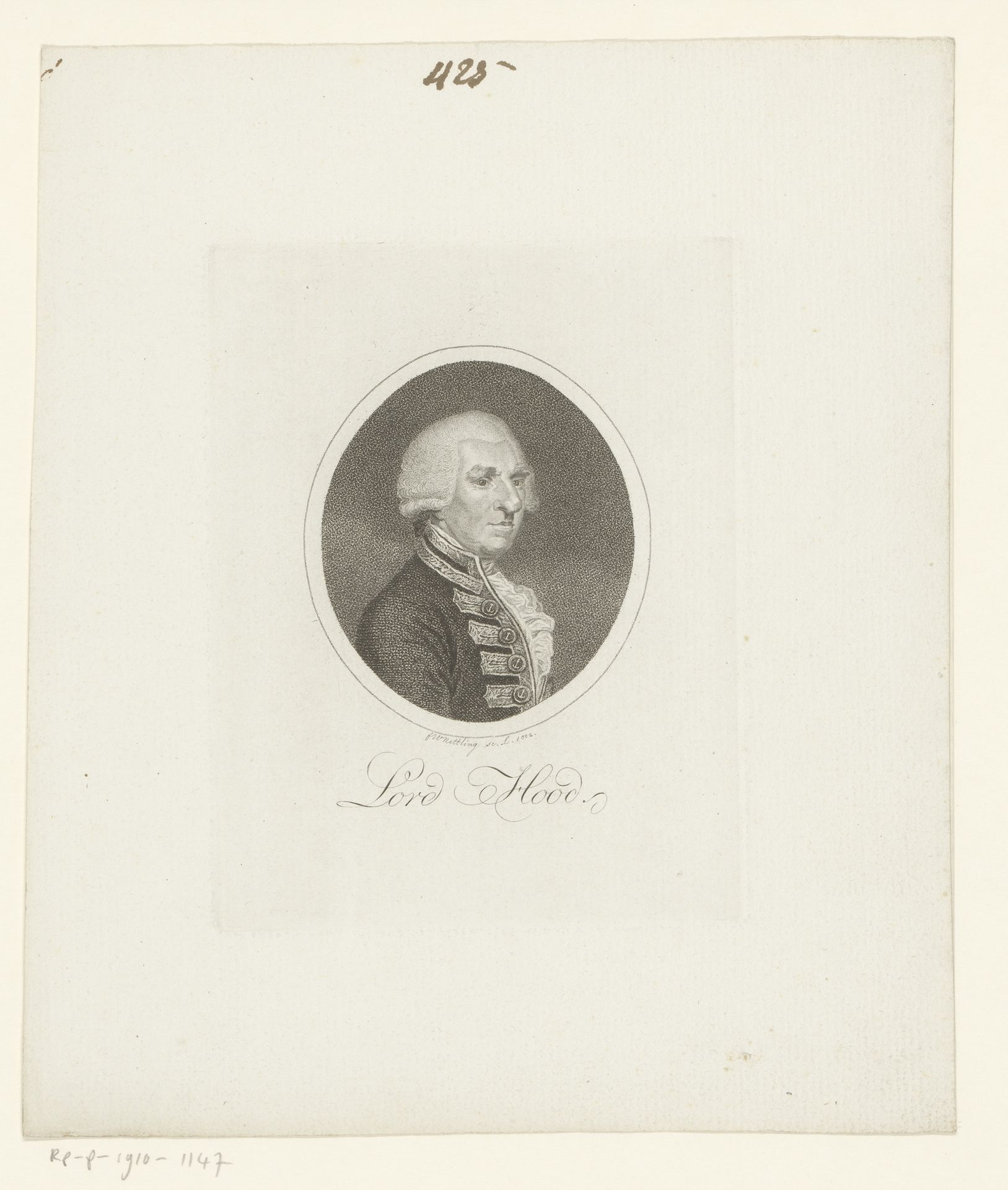 Portret van Samuel Hood by Friedrich Wilhelm Nettling