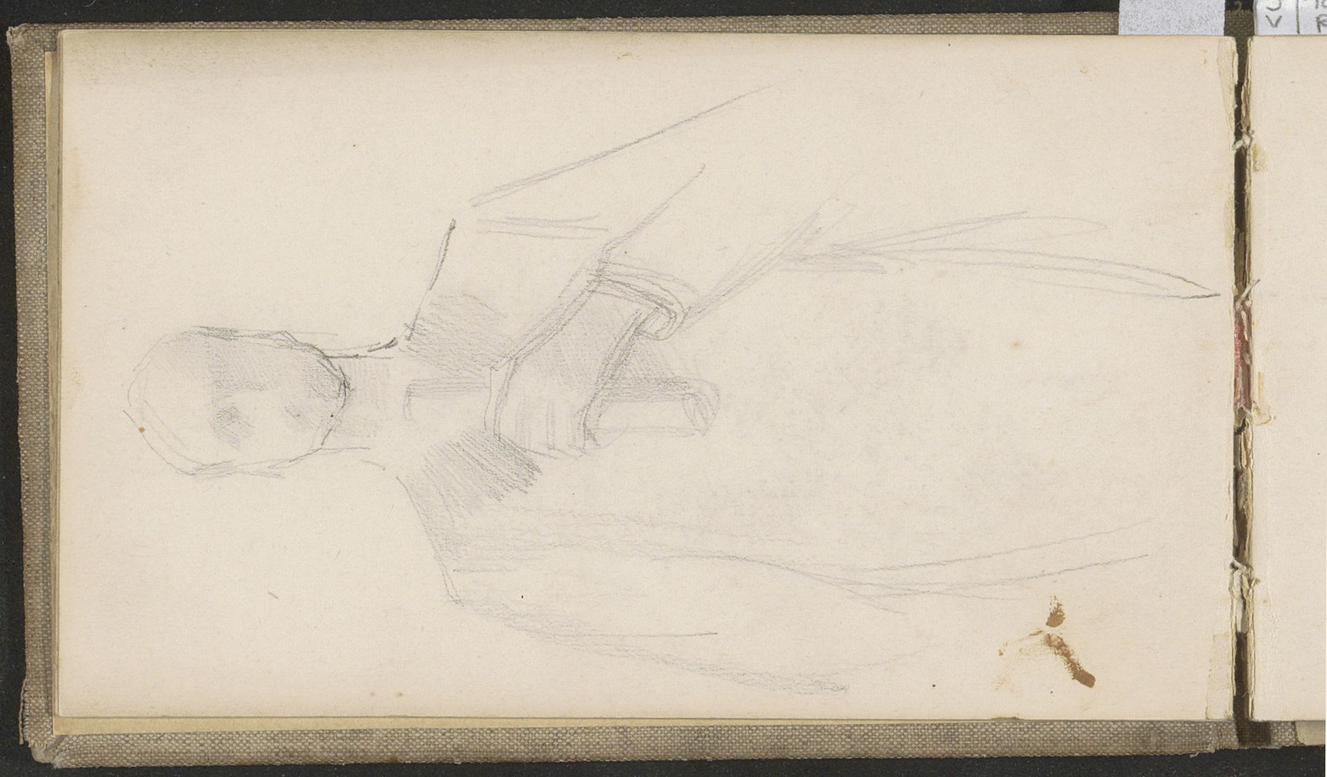 Man die een rol papier voor zijn borst houdt by Antoon Derkinderen
