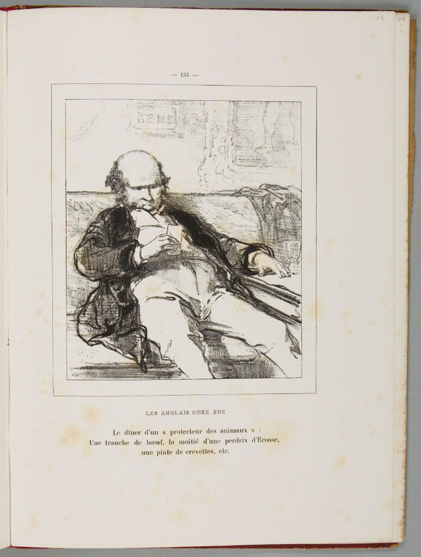 The dinner of a "protector of animals": a side of beef, half of a Scottish partridge, a pint of shrimp, etc., p. 135 by Paul Gavarni