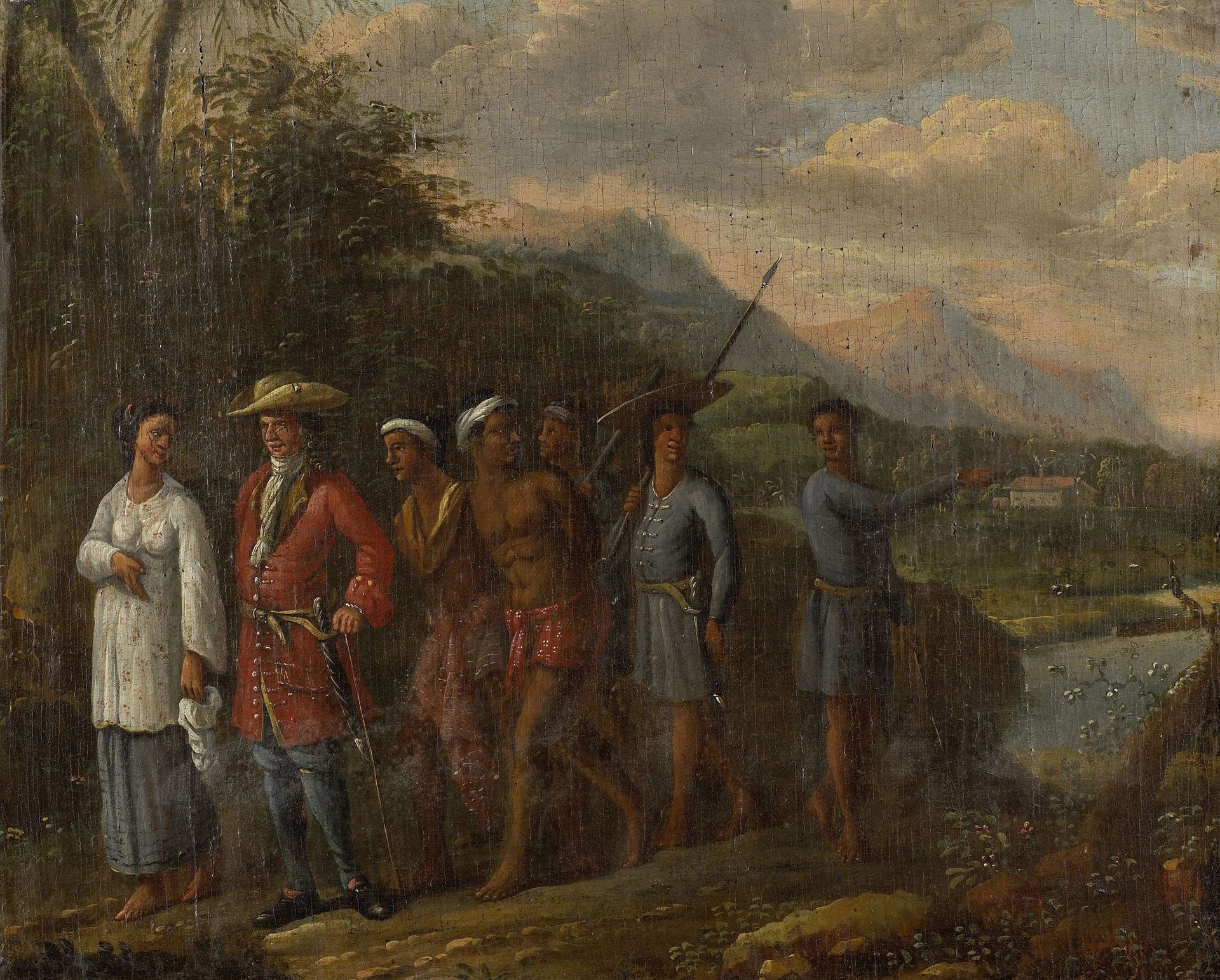 Dutch Merchant with Slaves in a East Indies Hills by Anonymous