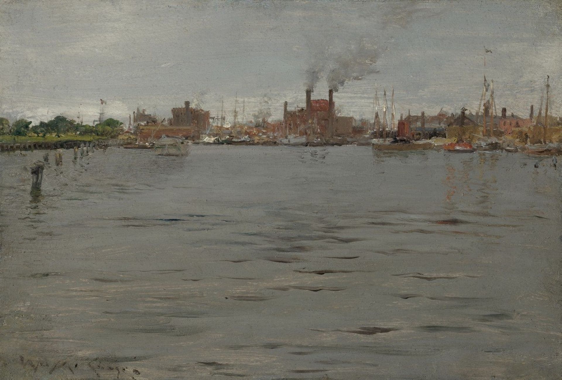 Harbor Scene, Brooklyn Docks by William Merritt Chase