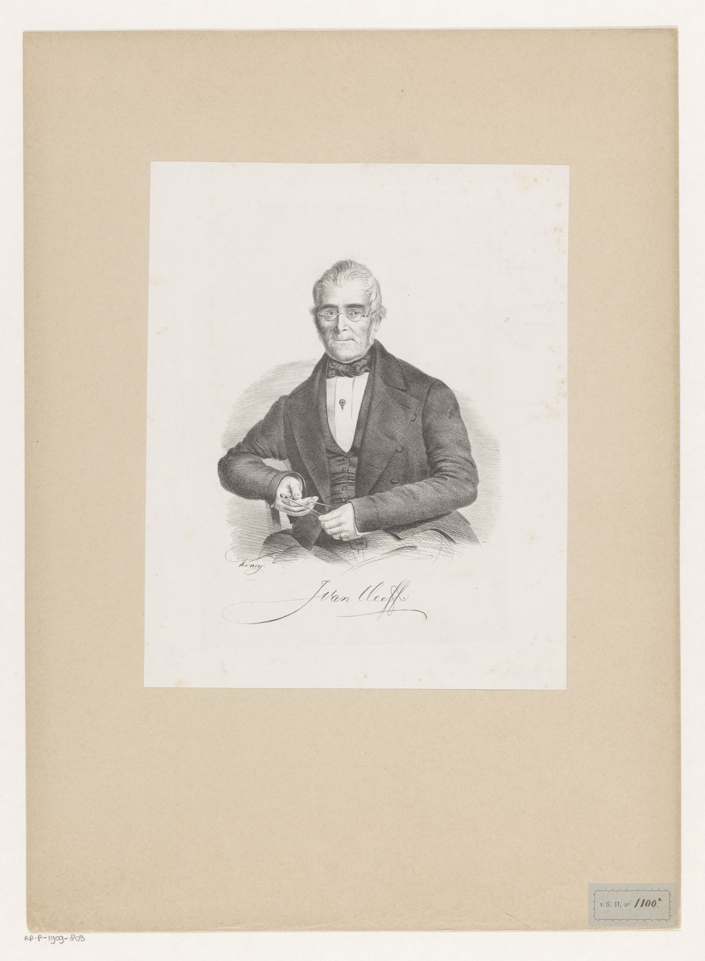 Portret van wiskundige J. van Cleeff by König