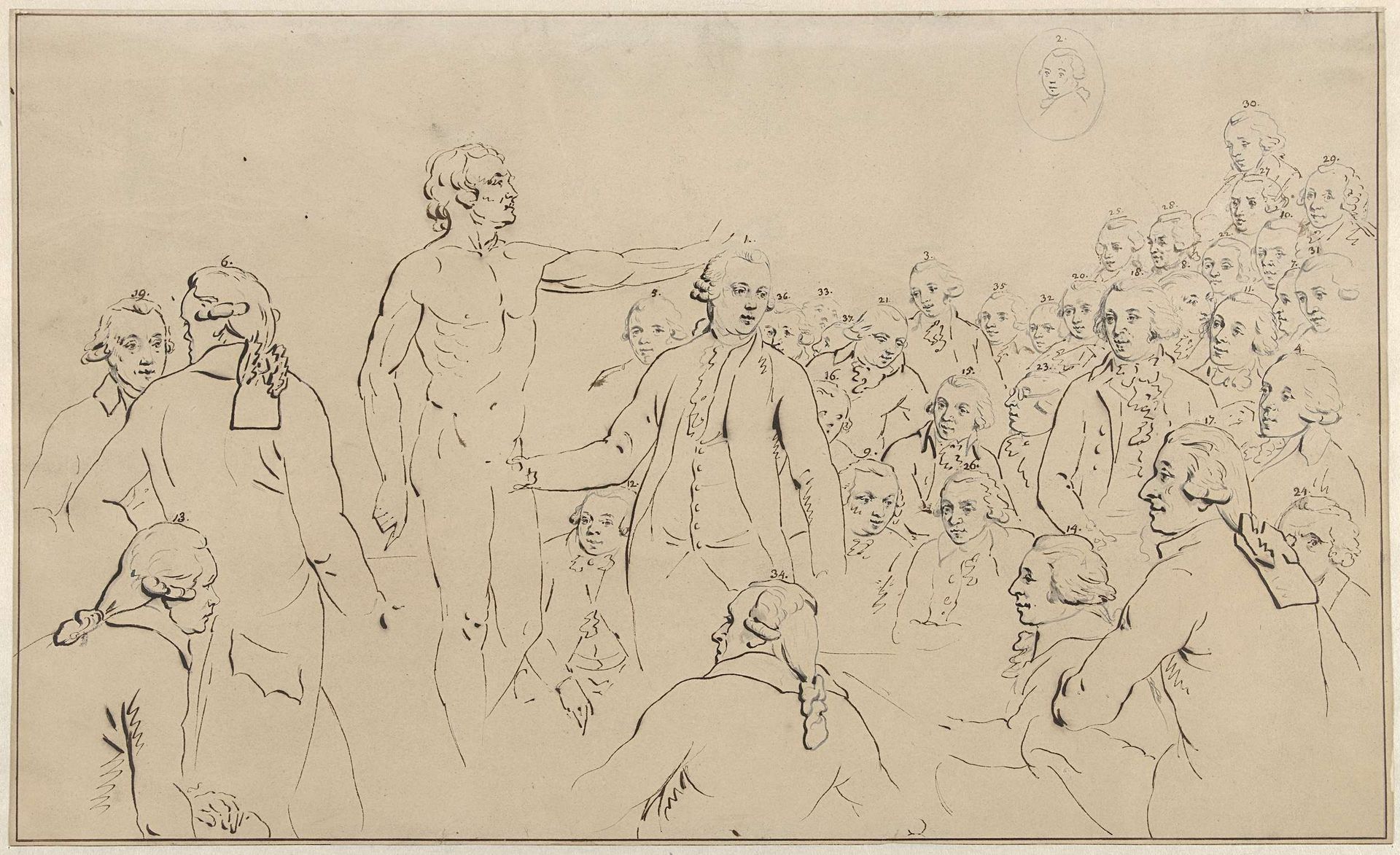 Andreas Bonn opent de tekenzaal van Felix Meritis, 1792 by Adriaan de Lelie