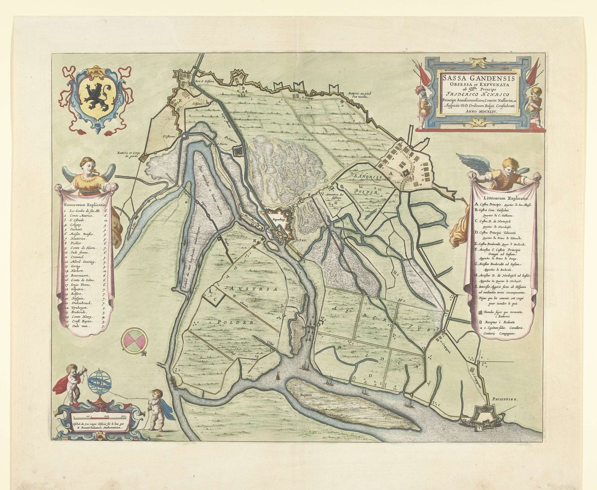 Kaart van beleg en verovering van Sas-van-Gent, 1644 by Anonymous