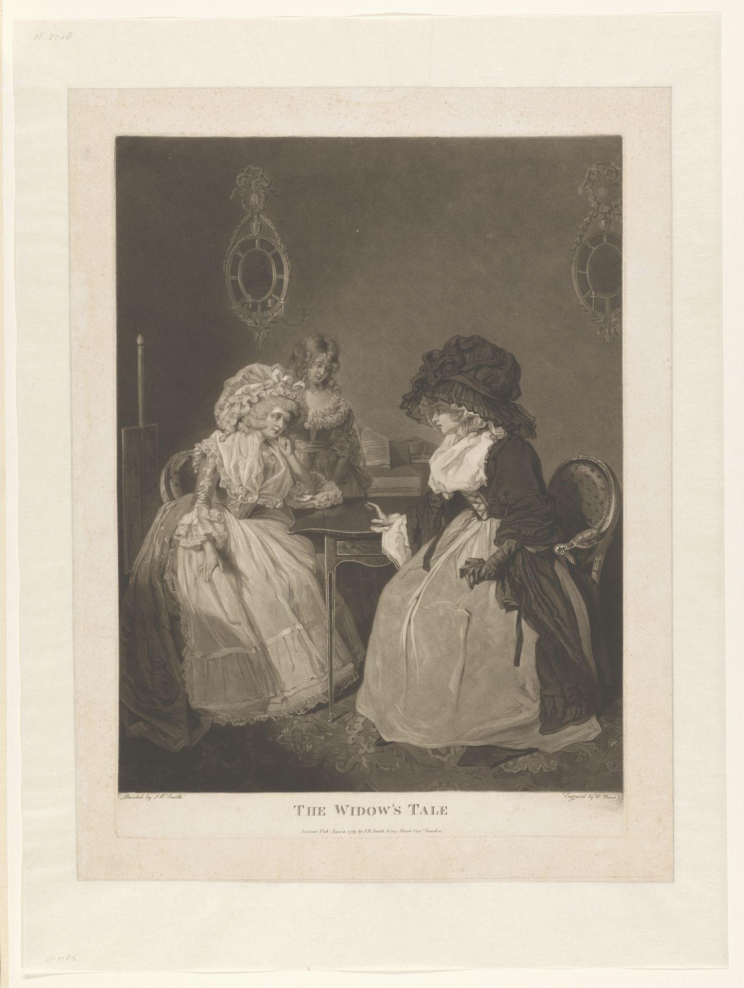 Weduwe aan tafel met twee andere jonge vrouwen by William Ward