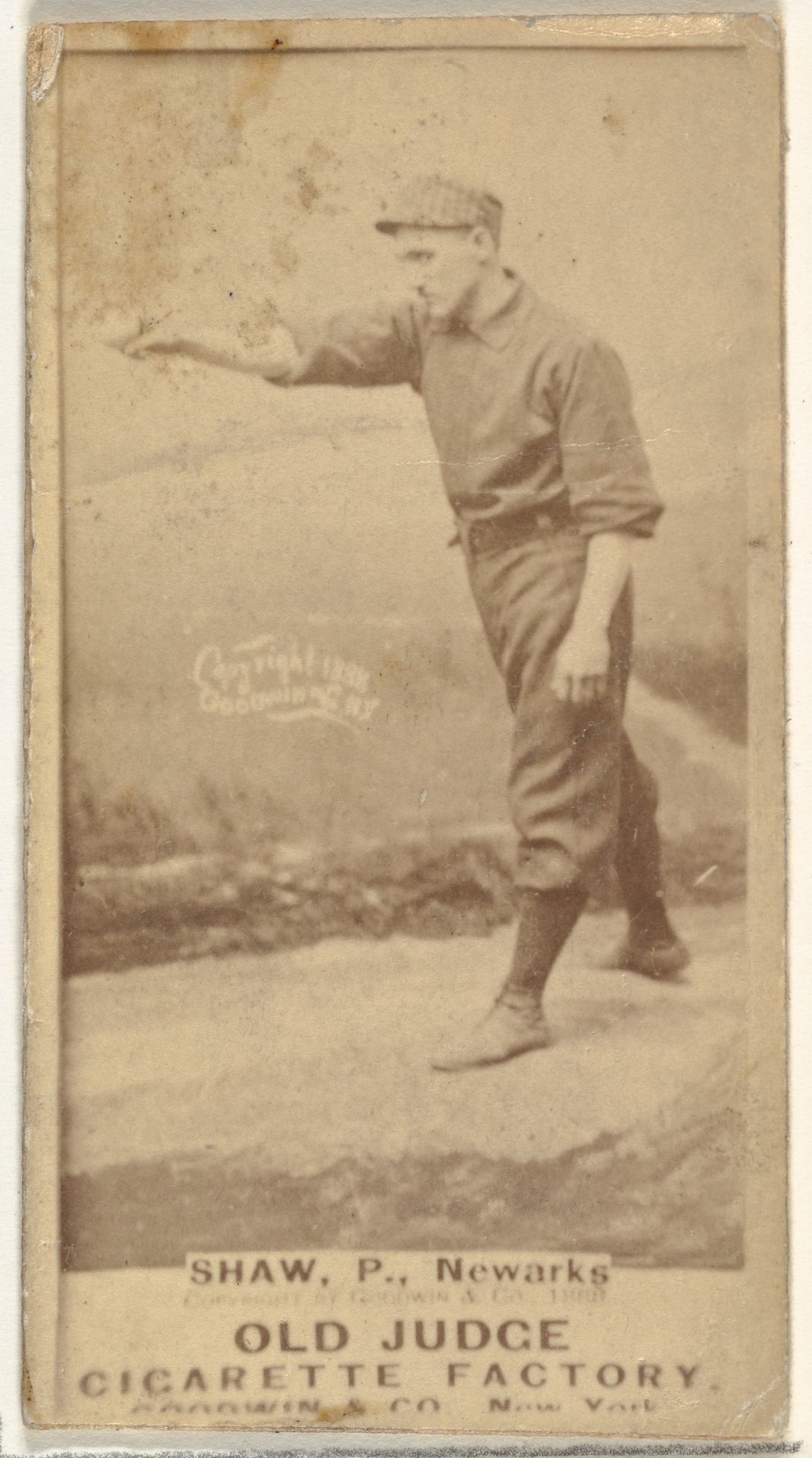 Frederick Lander "Dupee" Shaw, Pitcher, Newark Little Giants, from the Old Judge series (N172) for Old Judge Cigarettes by Goodwin & Company