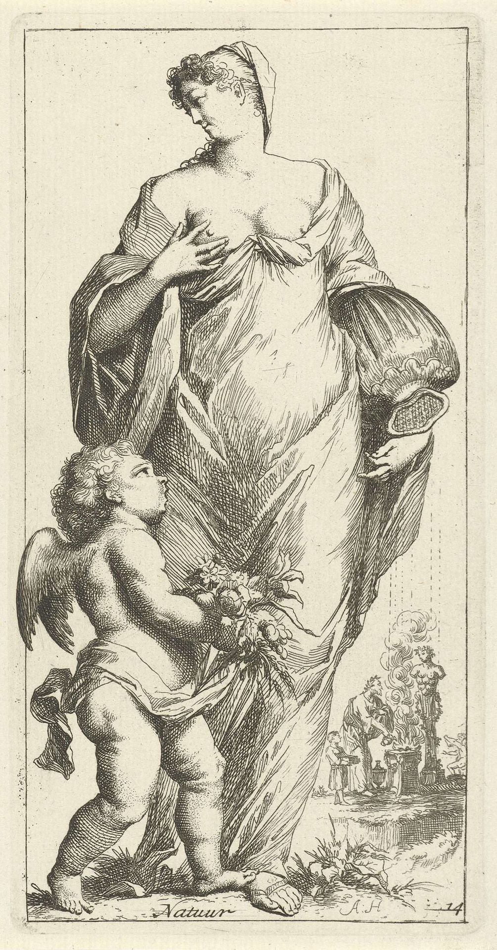 Personificatie van de natuur by Arnold Houbraken