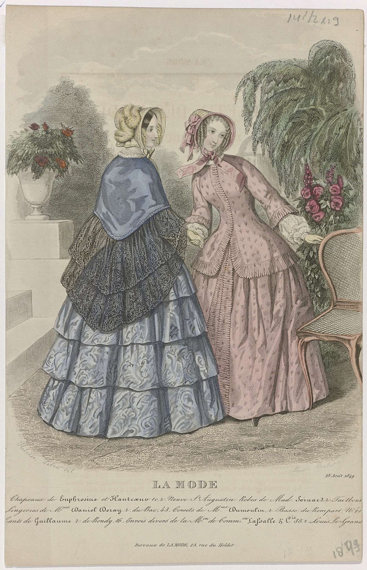 La Mode, 15 août 1849 : Chapeaux de Euphrosin (...) by Louis Berlier