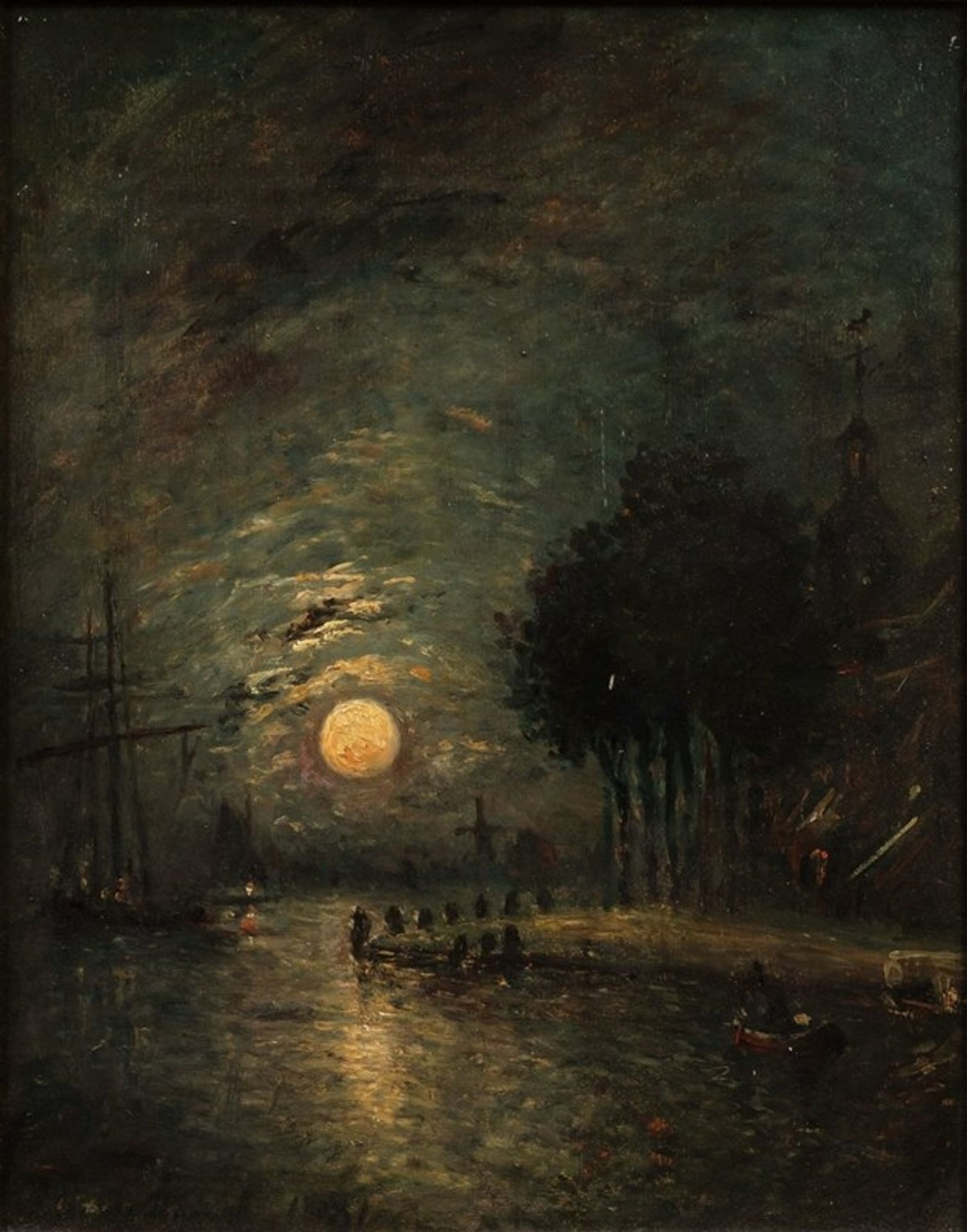 Moonlight, View of Dordrecht by Johan Barthold Jongkind