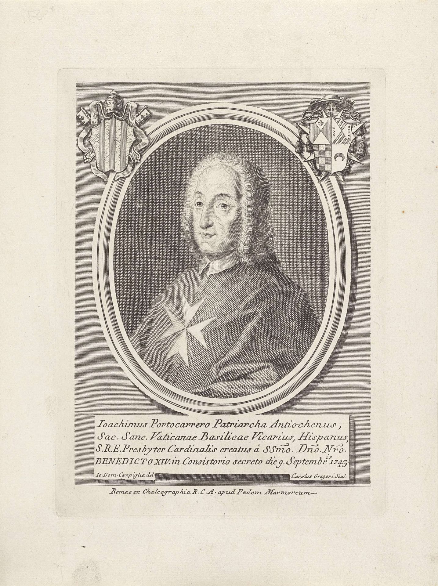 Portret van kardinaal Joaquín Fernández de Portocarrero by Carlo Gregori