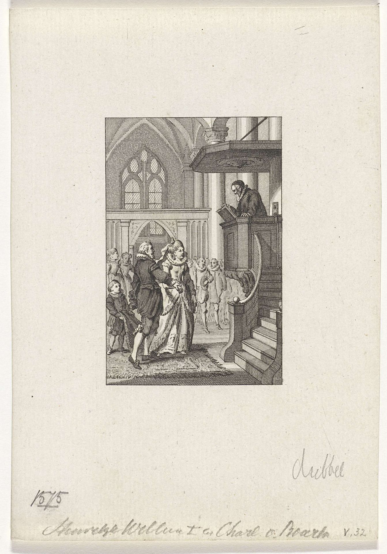 Huwelijk van Willem van Oranje en Charlotte de Bourbon, 1575 by Reinier Vinkeles