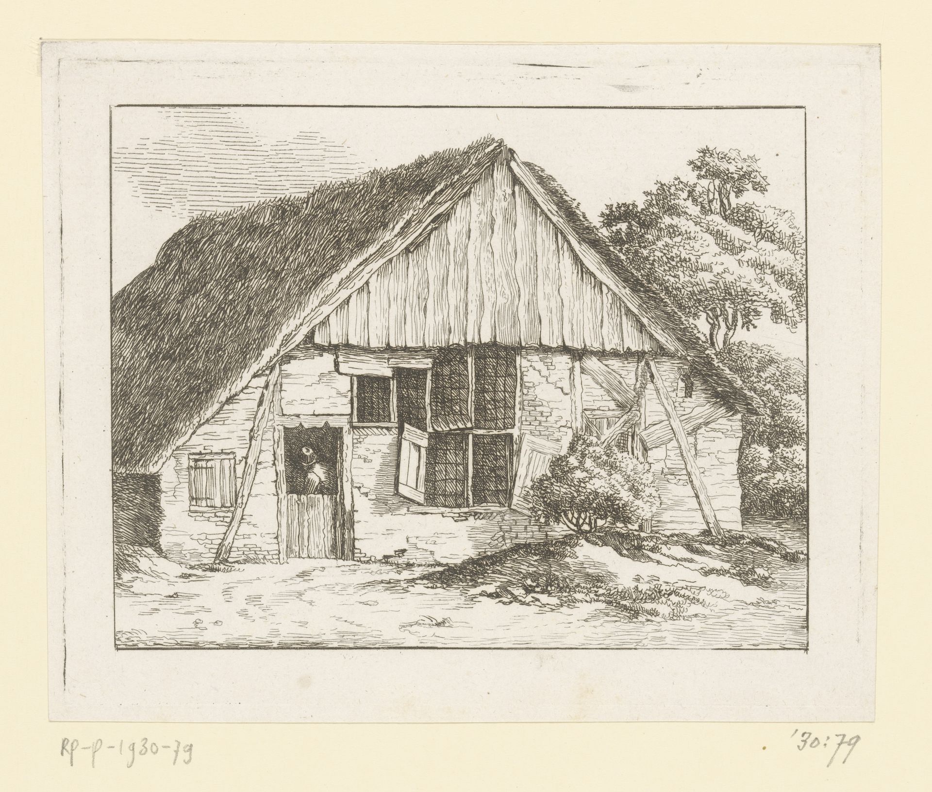Vervallen boerderij bij Staphorst, gestut met twee palen by Anthonie van den Bos