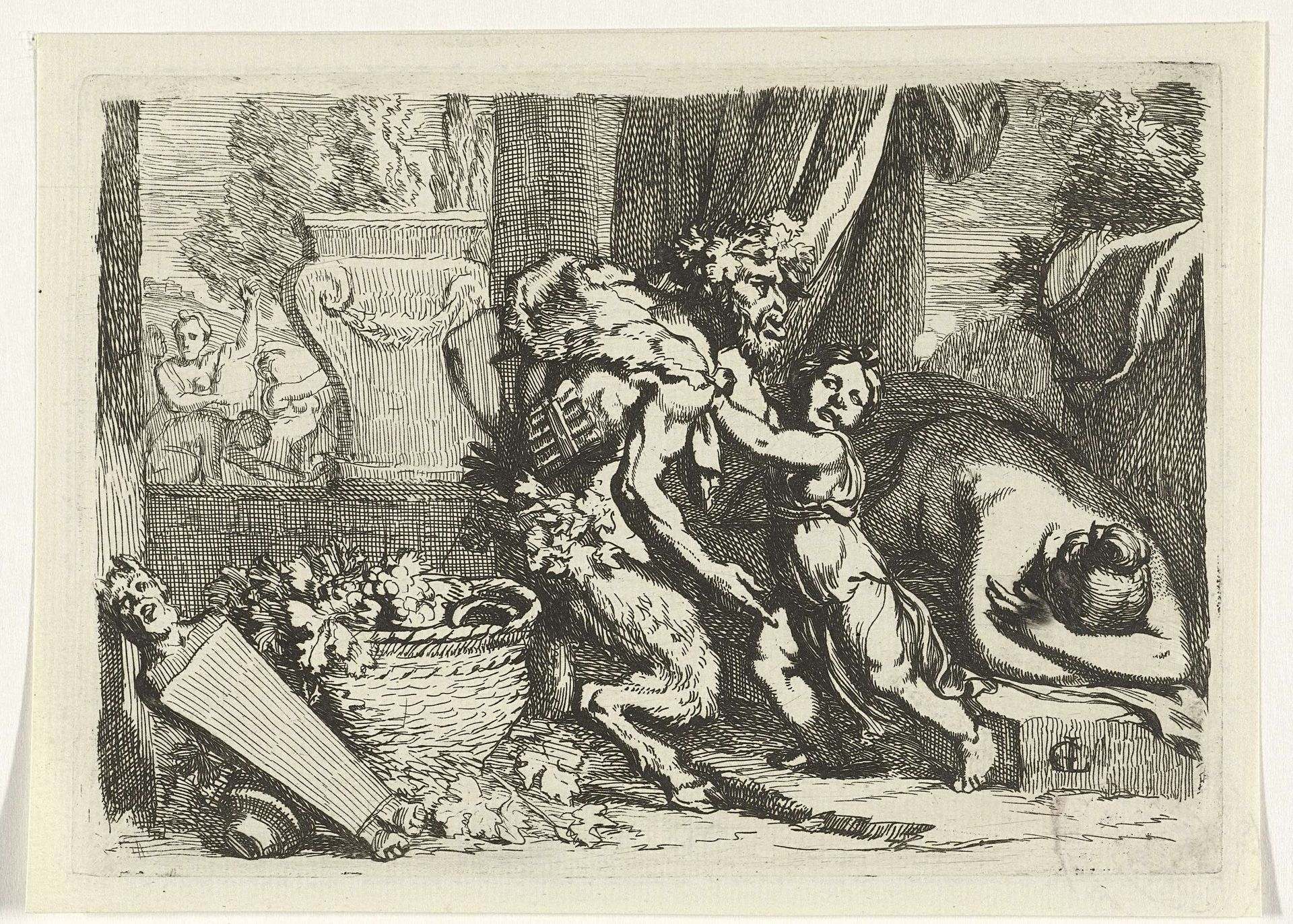 Sater besluipt een slapende nimf by Gerard de Lairesse