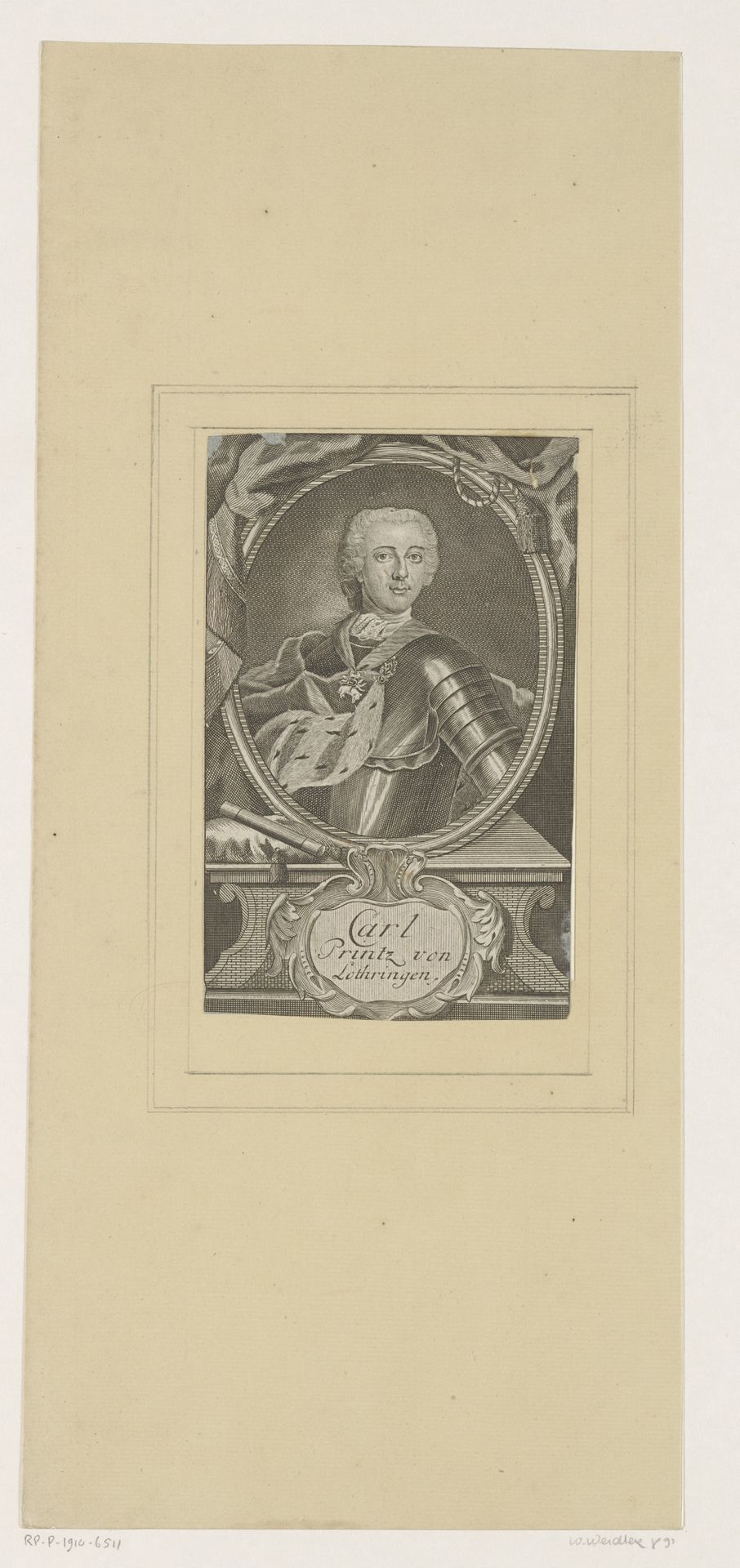 Portret van Karl Alexander van Lotharingen by Martin Bernigeroth
