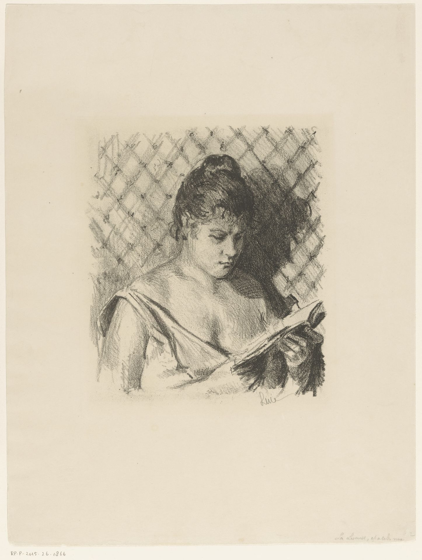 Lezende vrouw met ontblote schouders by Maximilien Luce