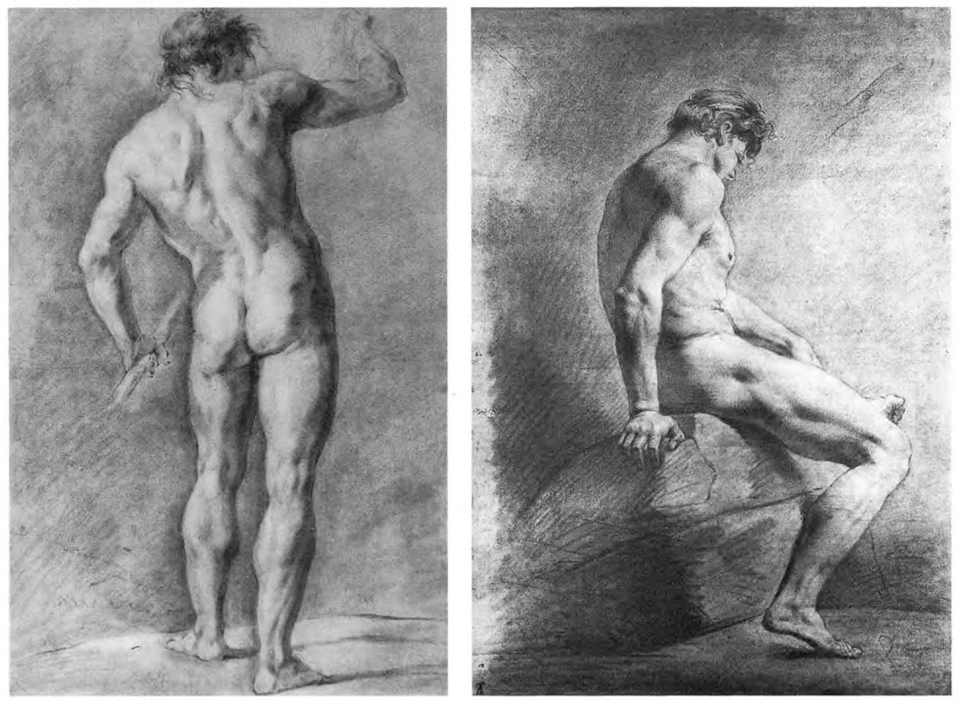 Standing sitter with a stick. Sitter on a rock by Orest Kiprensky
