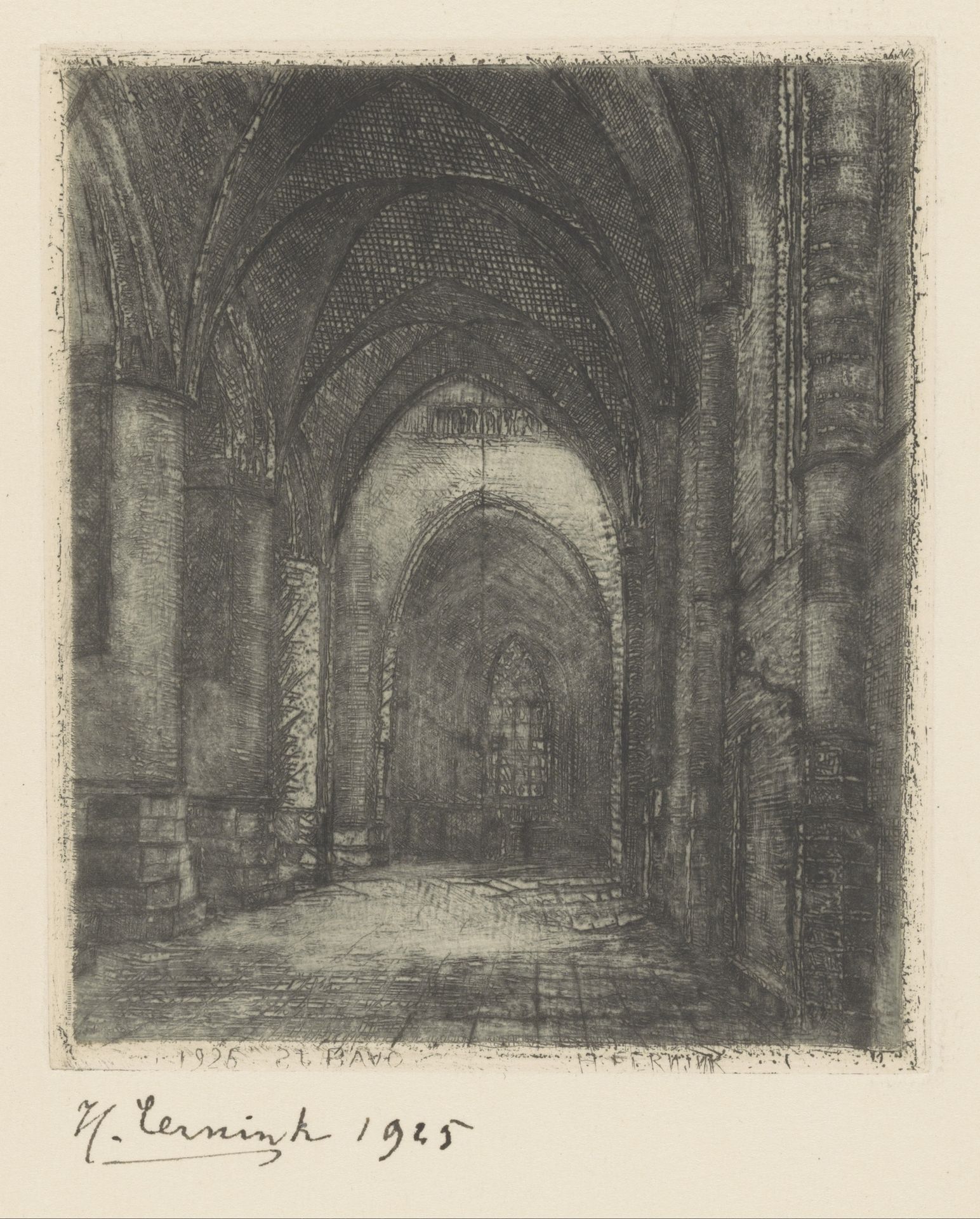 Zijbeuk van de Grote of Sint-Bavokerk in Haarlem by Hendricus Nicolaas Johannes Eernink
