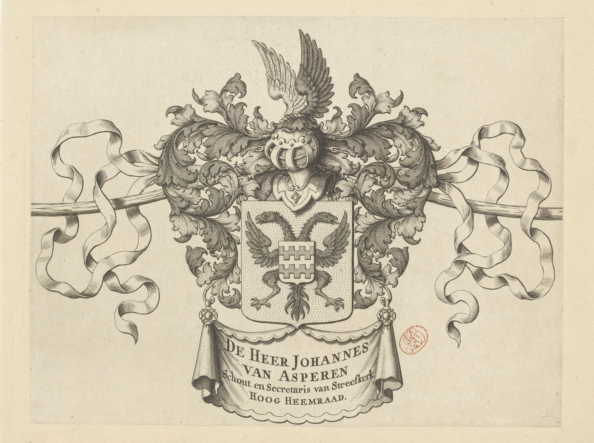 Wapenrand van een kaart van de Alblasserwaard en de Vijfheerenlanden (deel) by Anonymous